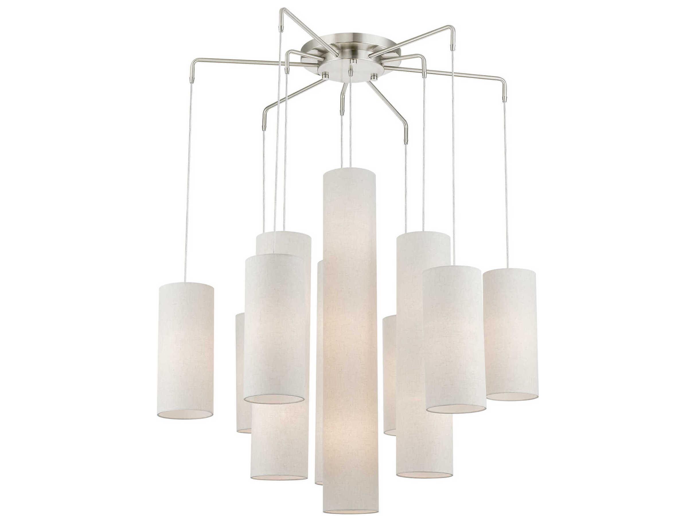 Livex Lighting Strathmore 15-Light Brushed Nickel Cylinder Pendant