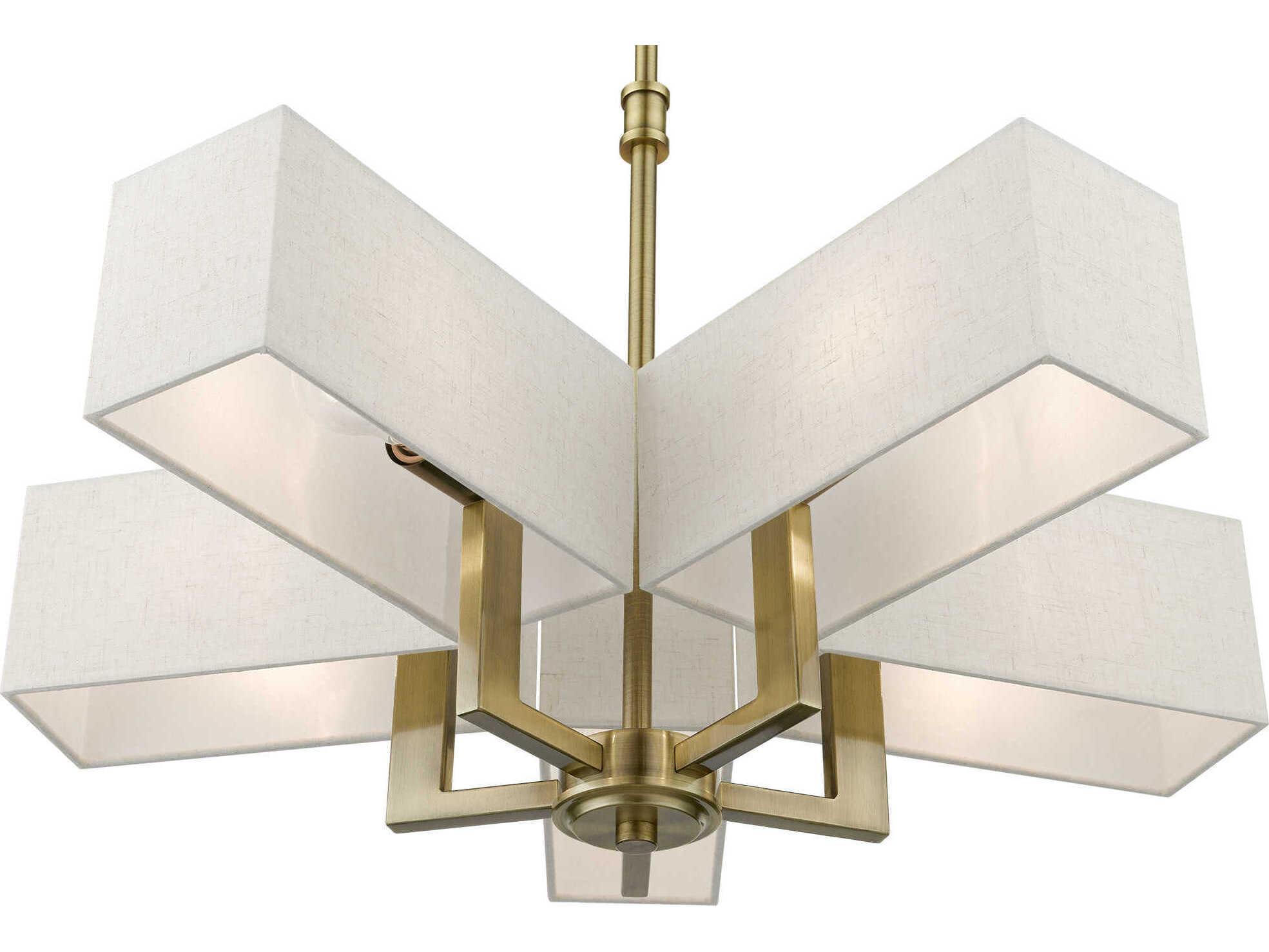 Livex Lighting Rubix 5-Light Antique Brass Geometric Chandelier