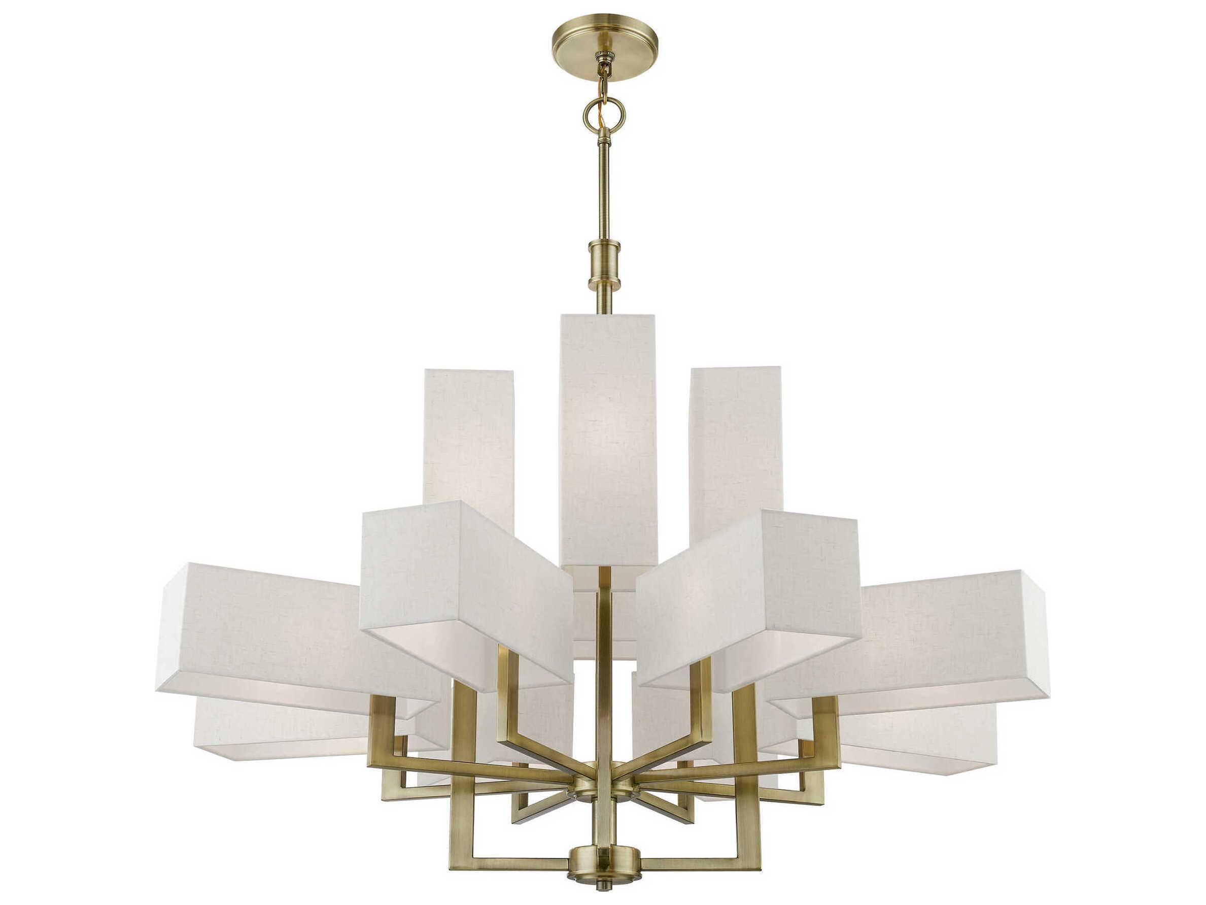 Livex Lighting Rubix 12-Light Antique Brass Geometric Tiered Chandelier