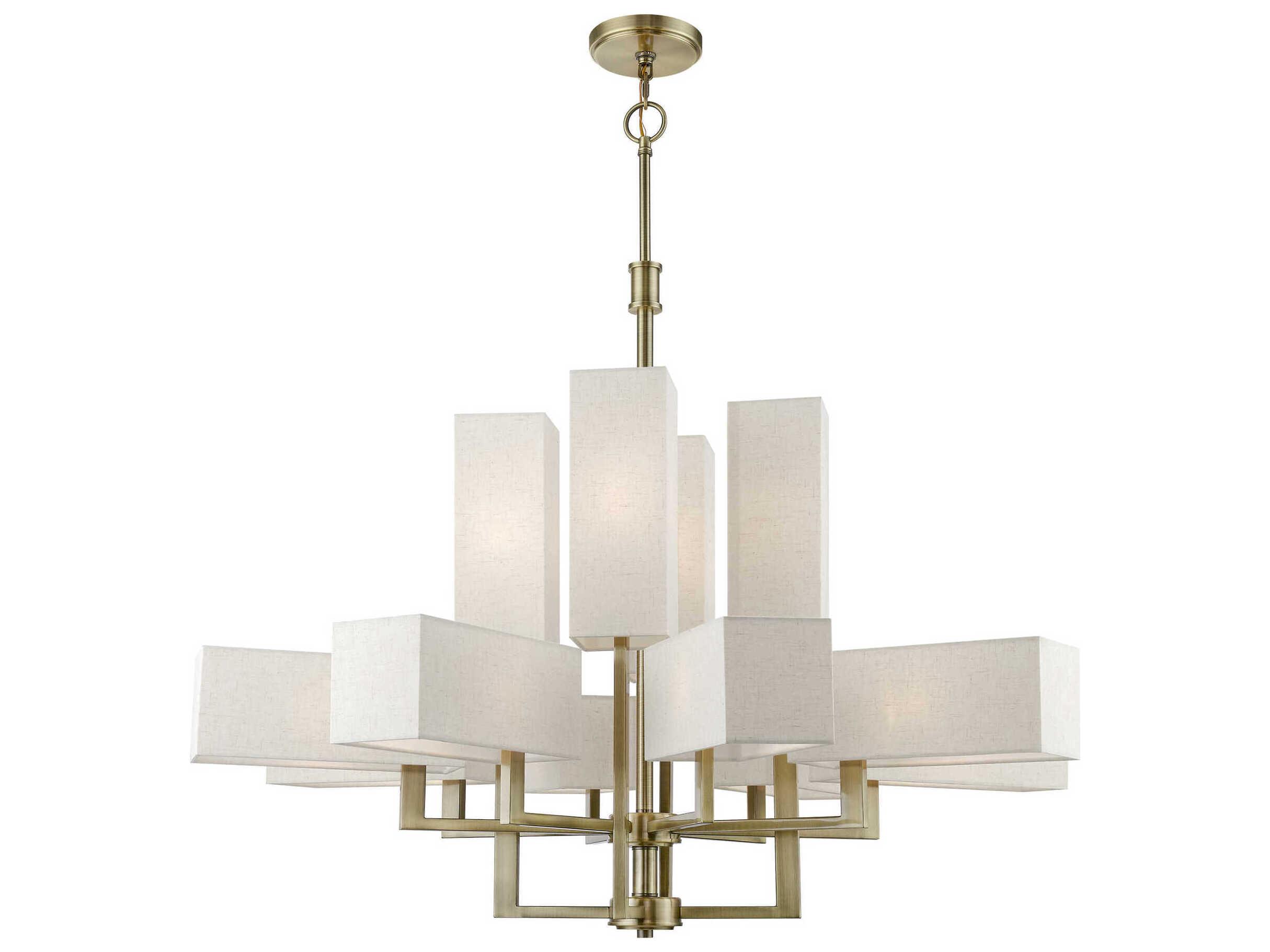 Livex Lighting Rubix 12-Light Antique Brass Geometric Tiered Chandelier