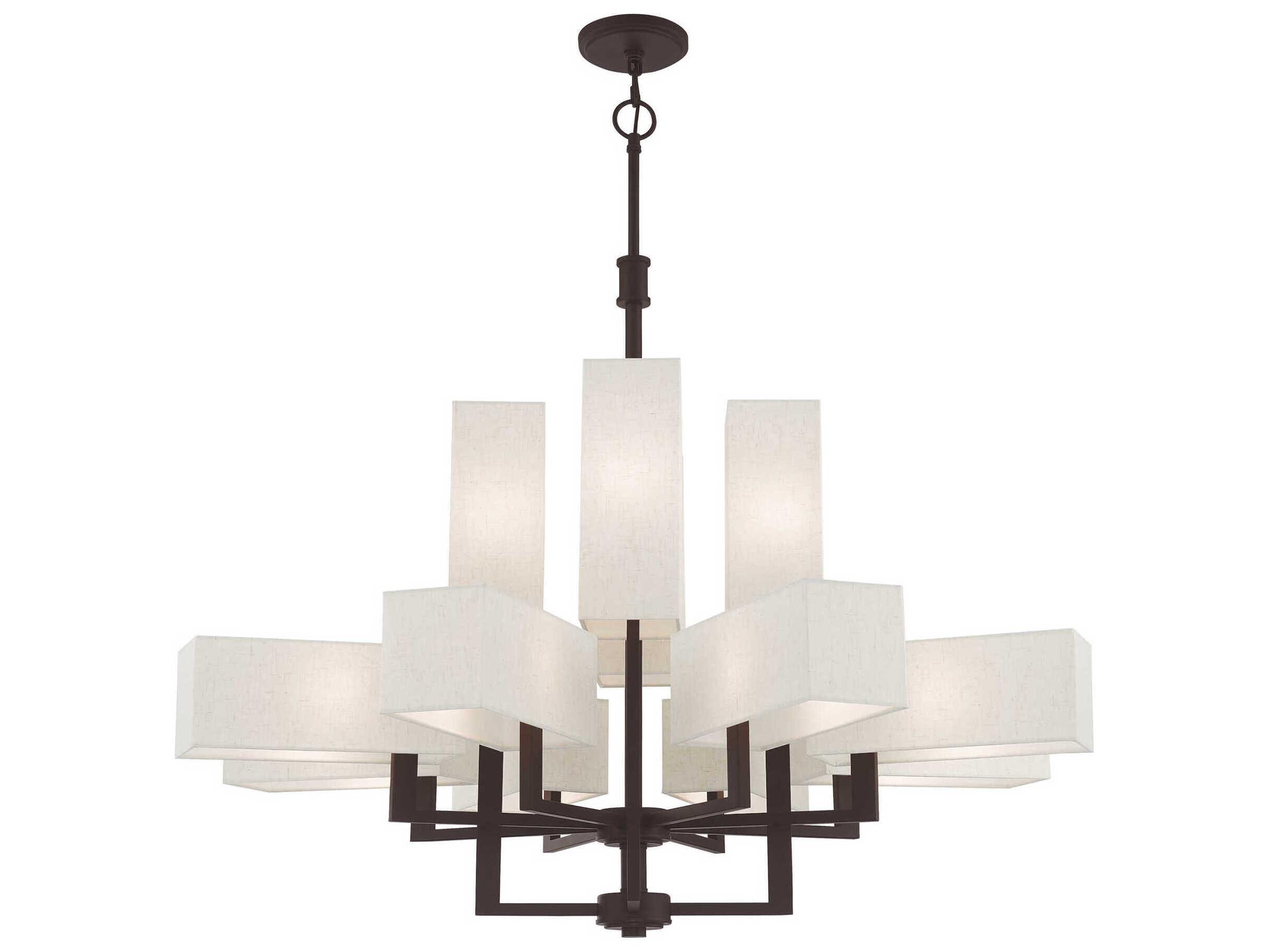 Livex Lighting Rubix 12-Light Bronze White Chandelier