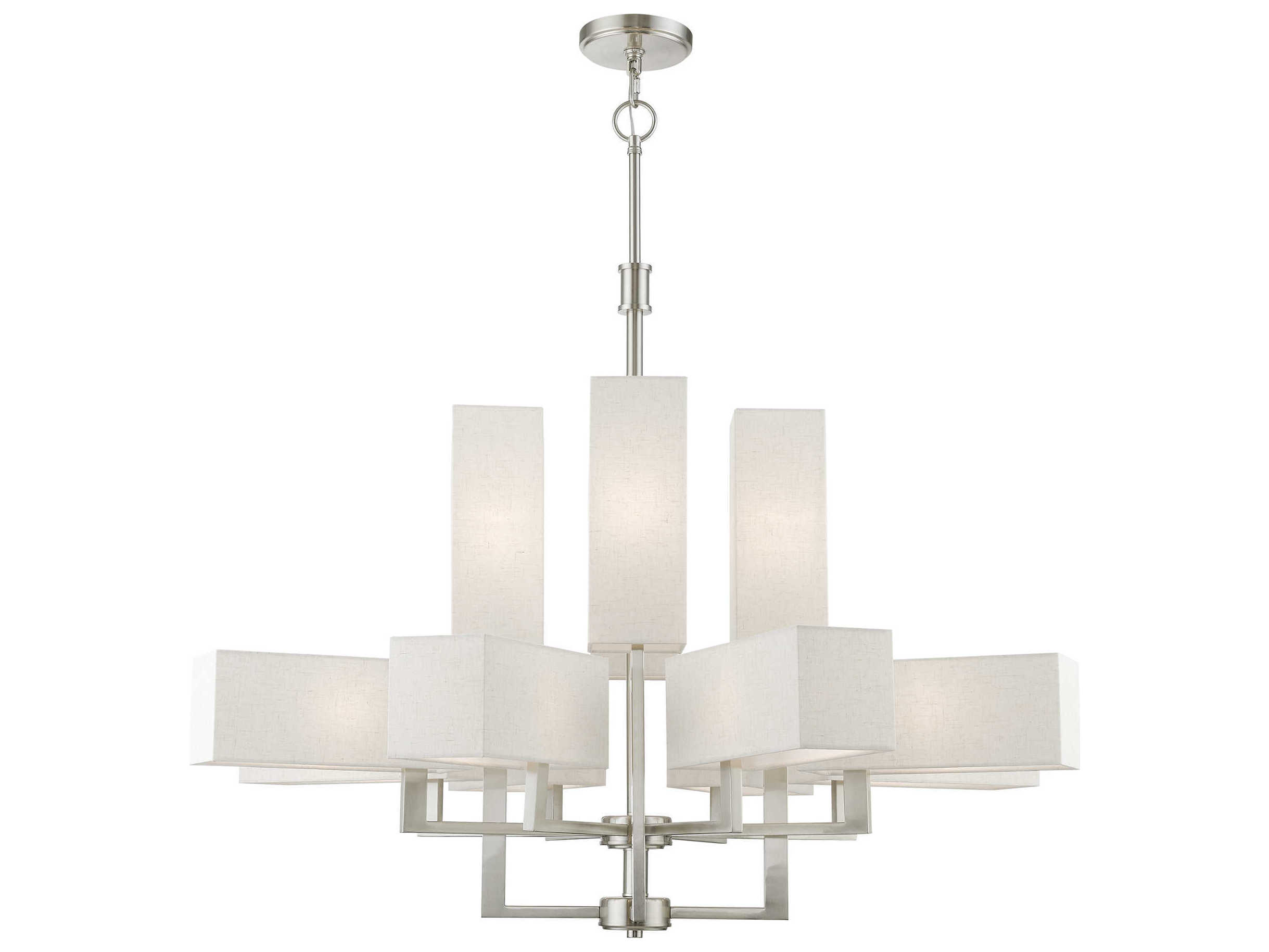 Livex Lighting Rubix 12-Light Brushed Nickel Geometric Tiered Chandelier