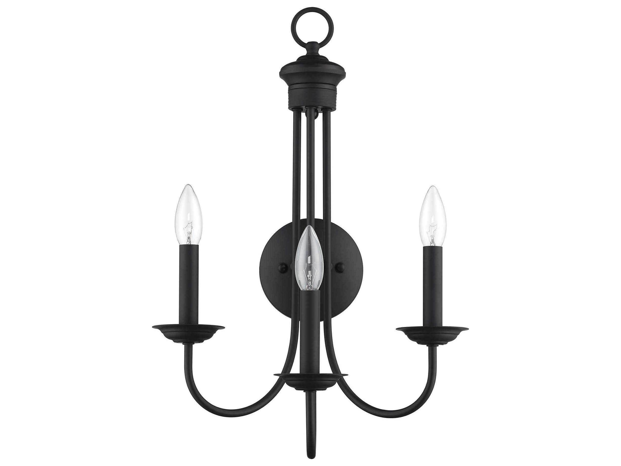 Livex Lighting Estate 3-Light Black Wall Sconce