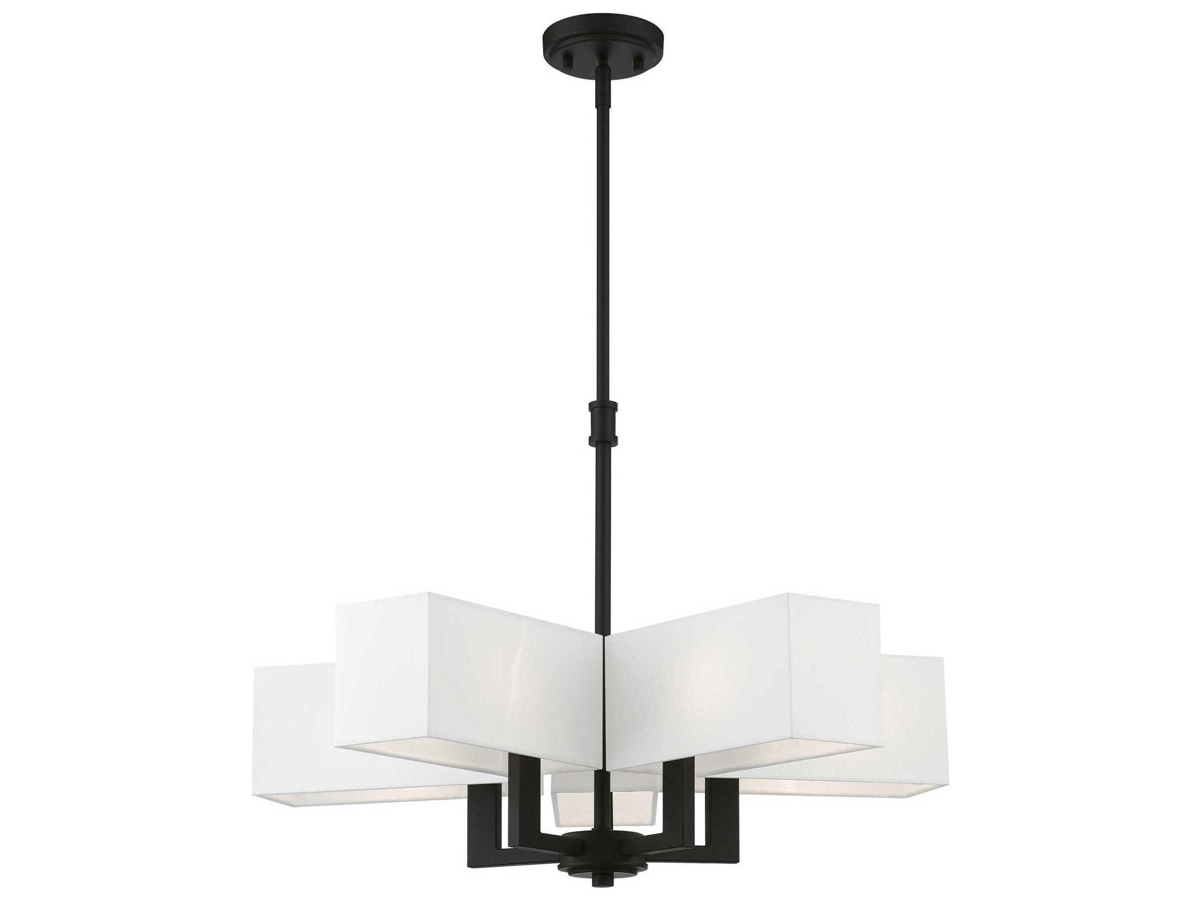 Livex Lighting Rubix 5-Light Satin Brass Black Geometric Chandelier