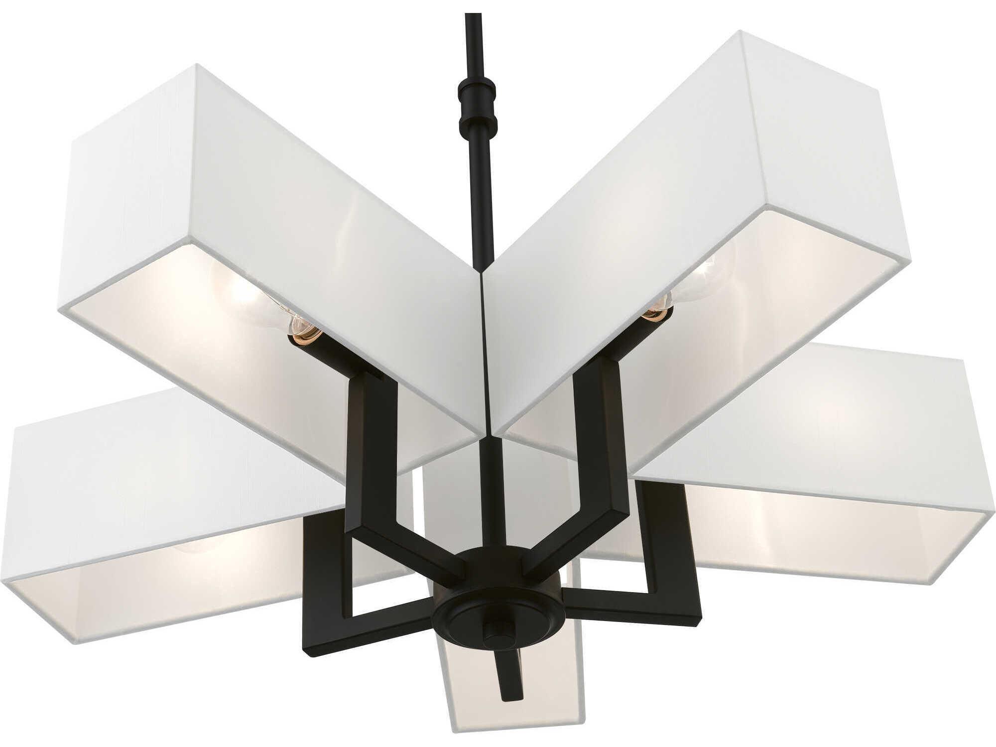 Livex Lighting Rubix 5-Light Satin Brass Black Geometric Chandelier