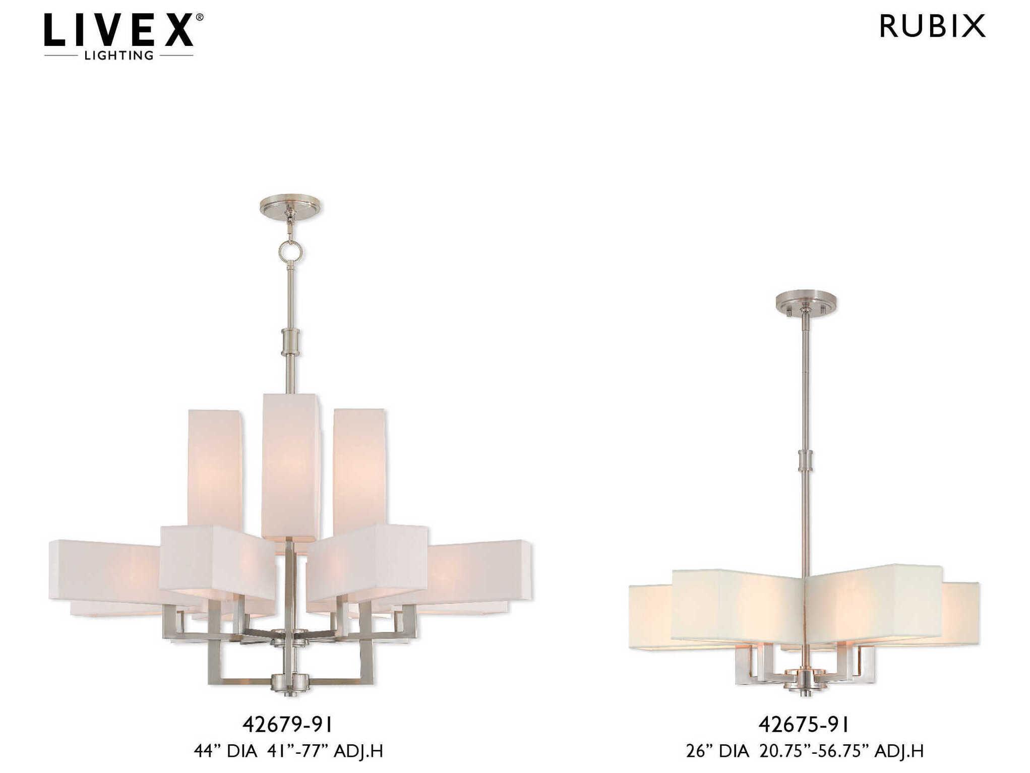 Livex Lighting Rubix 5-Light Brushed Nickel White Chandelier