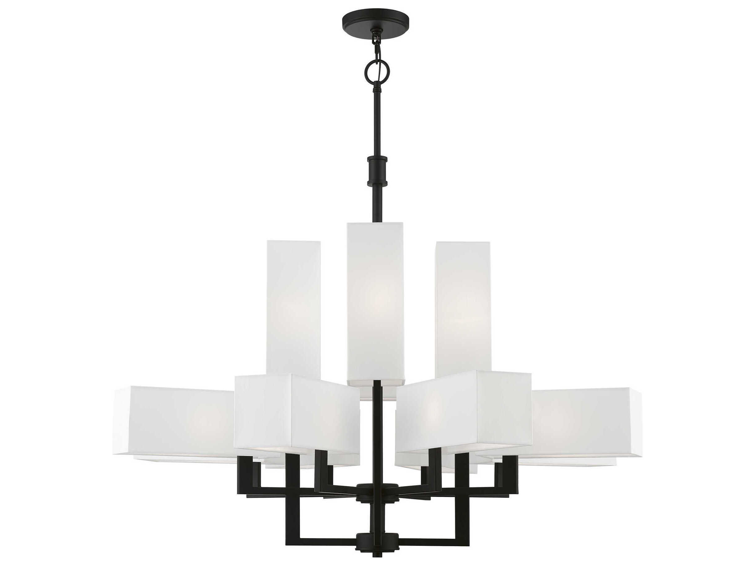Livex Lighting Rubix 12-Light Black Geometric Tiered Chandelier