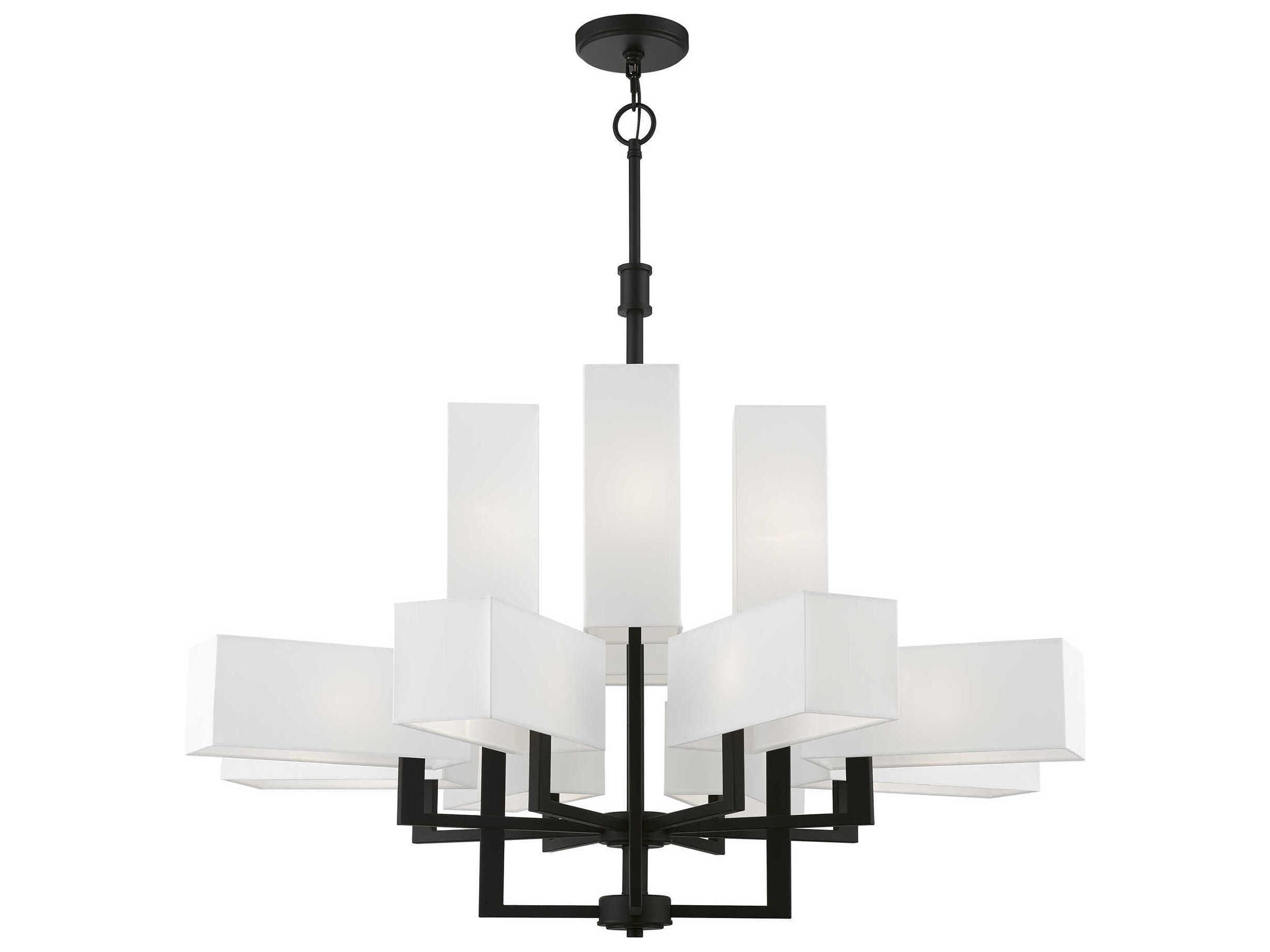 Livex Lighting Rubix 12-Light Black Geometric Tiered Chandelier