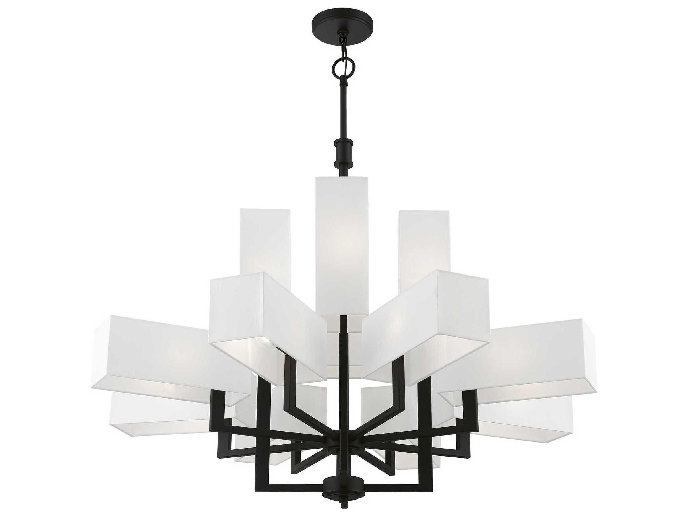 Livex Lighting Rubix 12-Light Black Geometric Tiered Chandelier