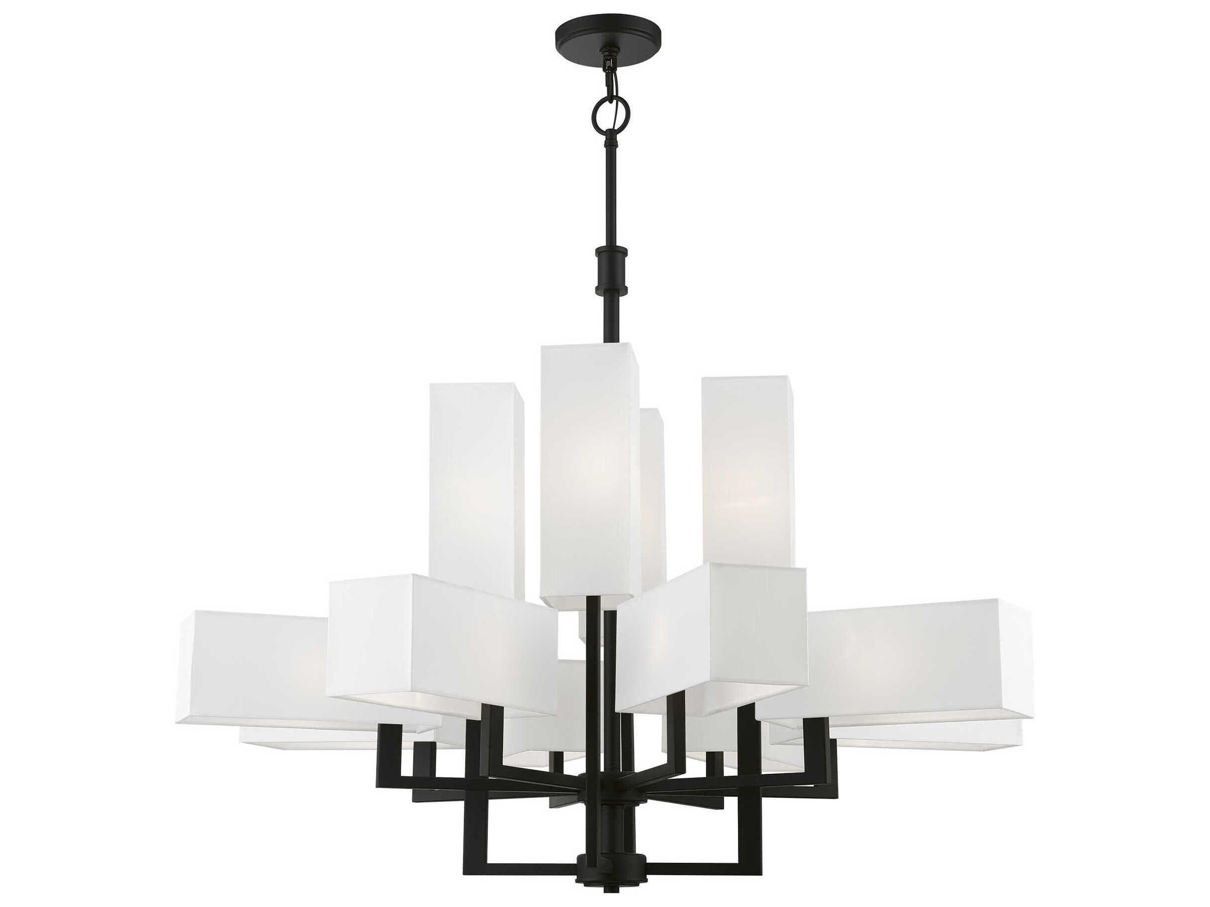 Livex Lighting Rubix 12-Light Black Geometric Tiered Chandelier