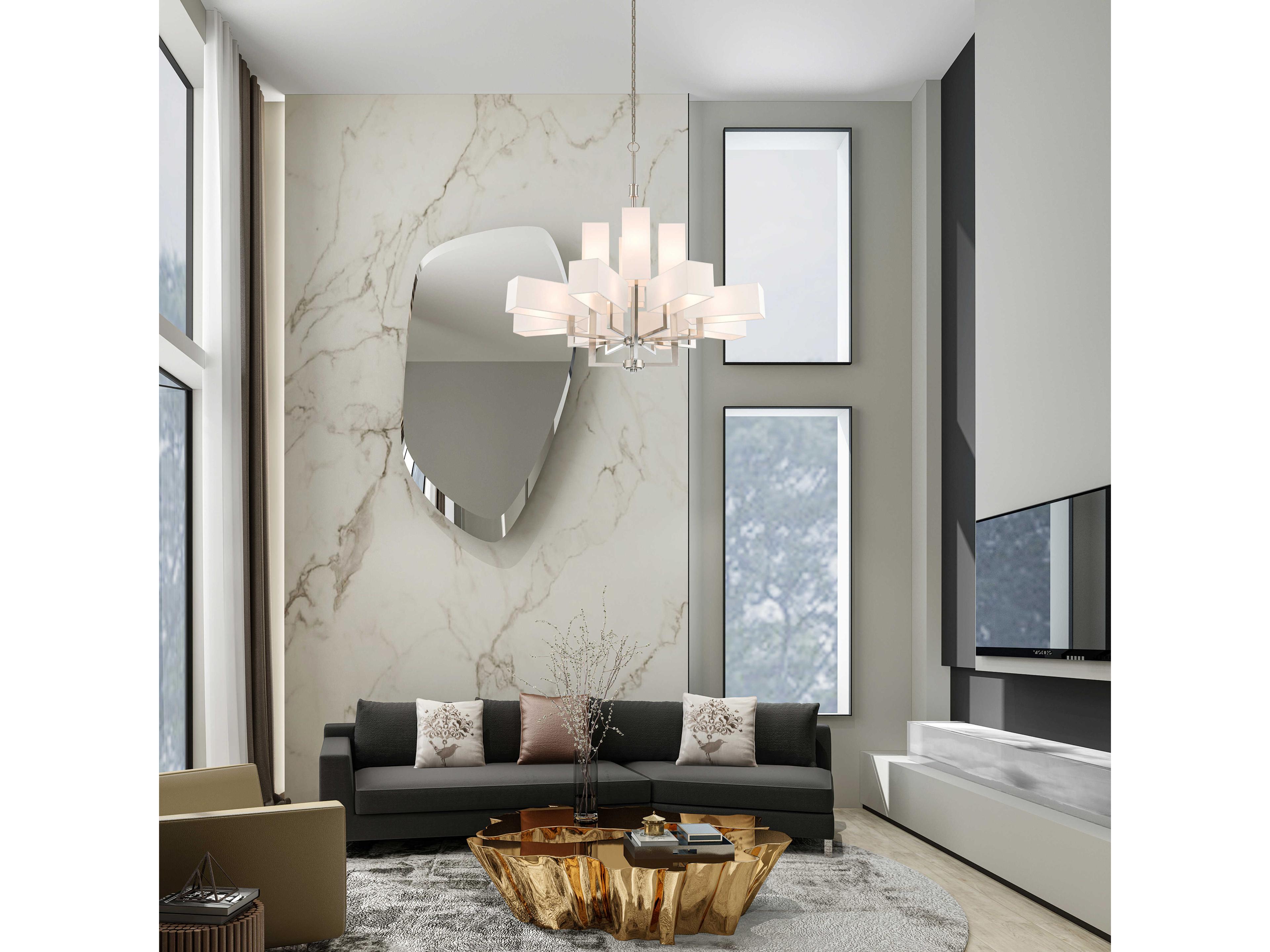 Livex Lighting Rubix 12-Light Brushed Nickel White Chandelier