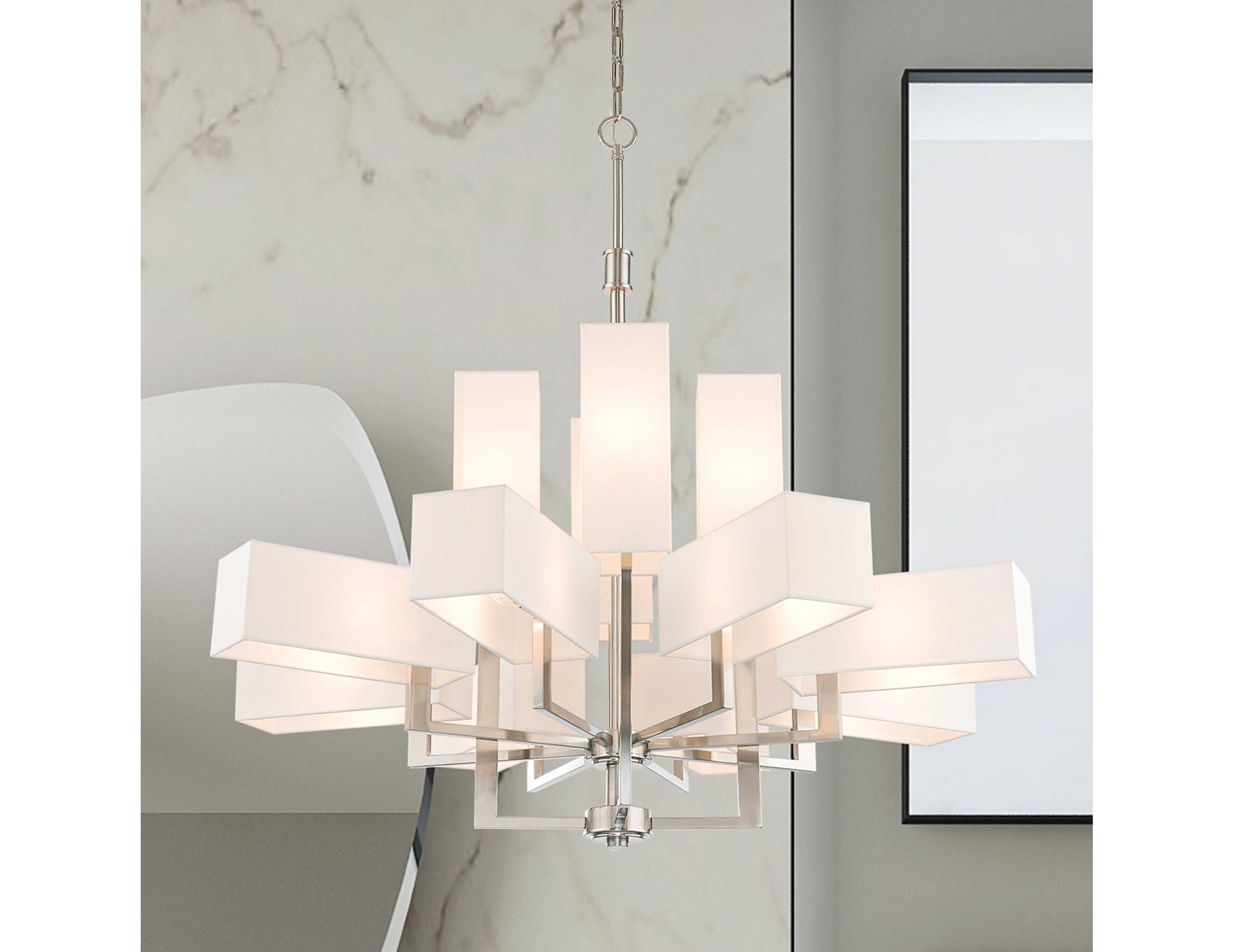 Livex Lighting Rubix 12-Light Brushed Nickel White Chandelier
