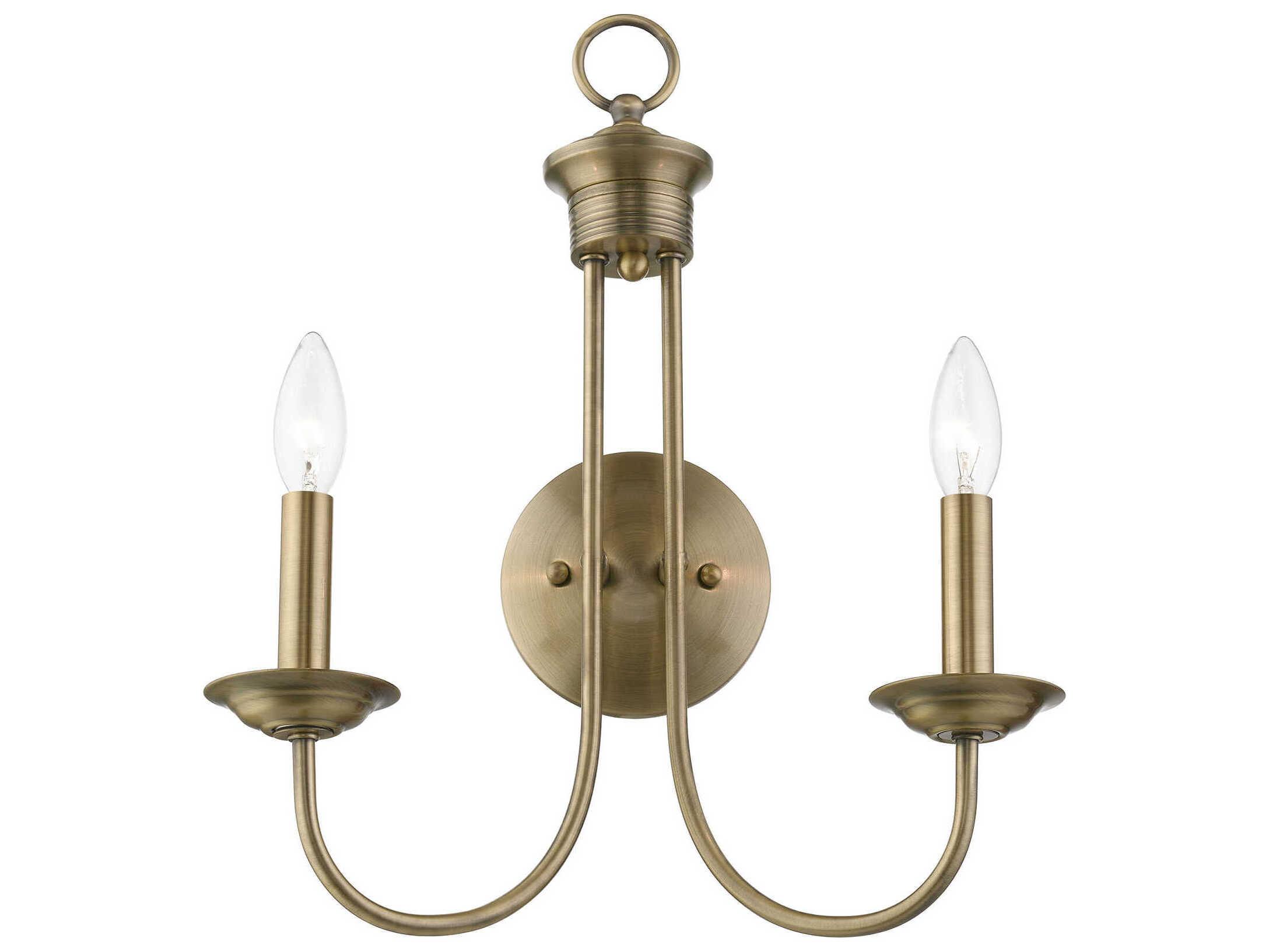 Livex Lighting Estate 2-Light Antique Brass Wall Sconce