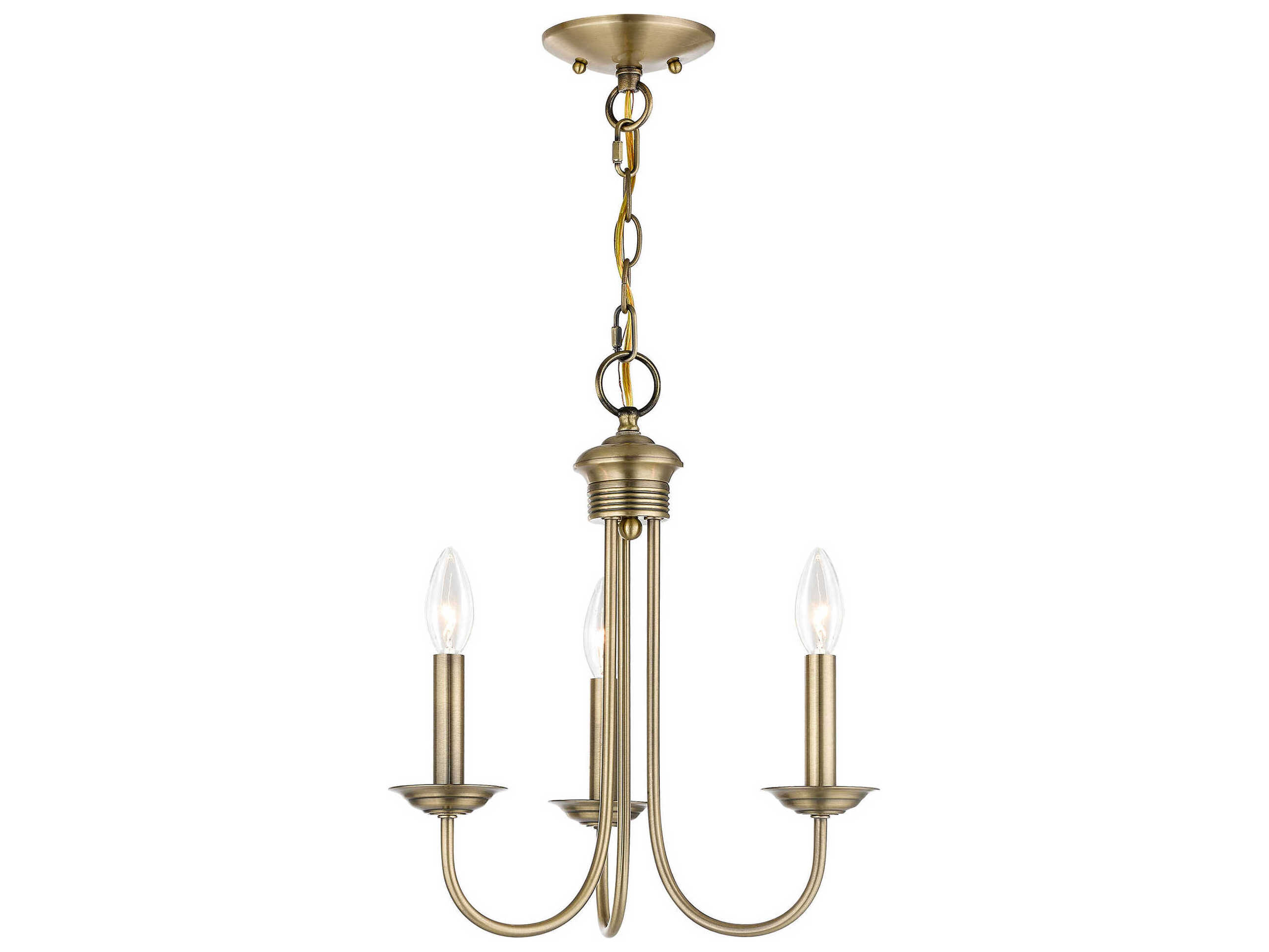 Livex Lighting Estate 3-Light Antique Brass Candelabra Chandelier