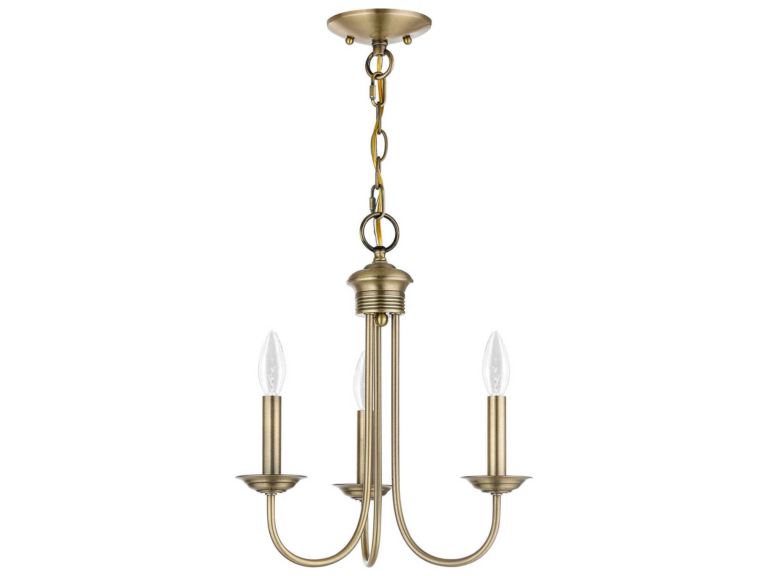 Livex Lighting Estate 3-Light Antique Brass Candelabra Chandelier