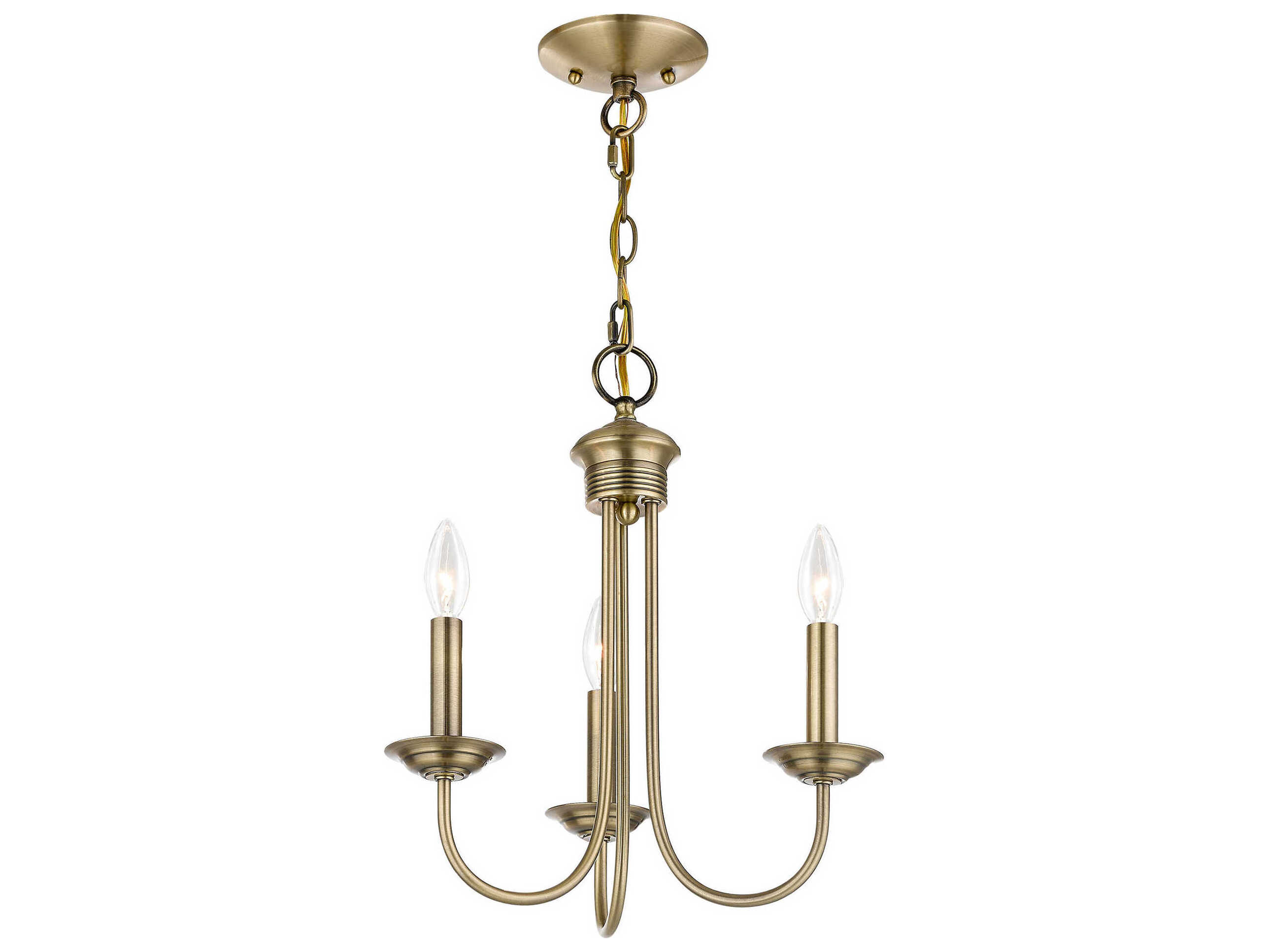 Livex Lighting Estate 3-Light Antique Brass Candelabra Chandelier