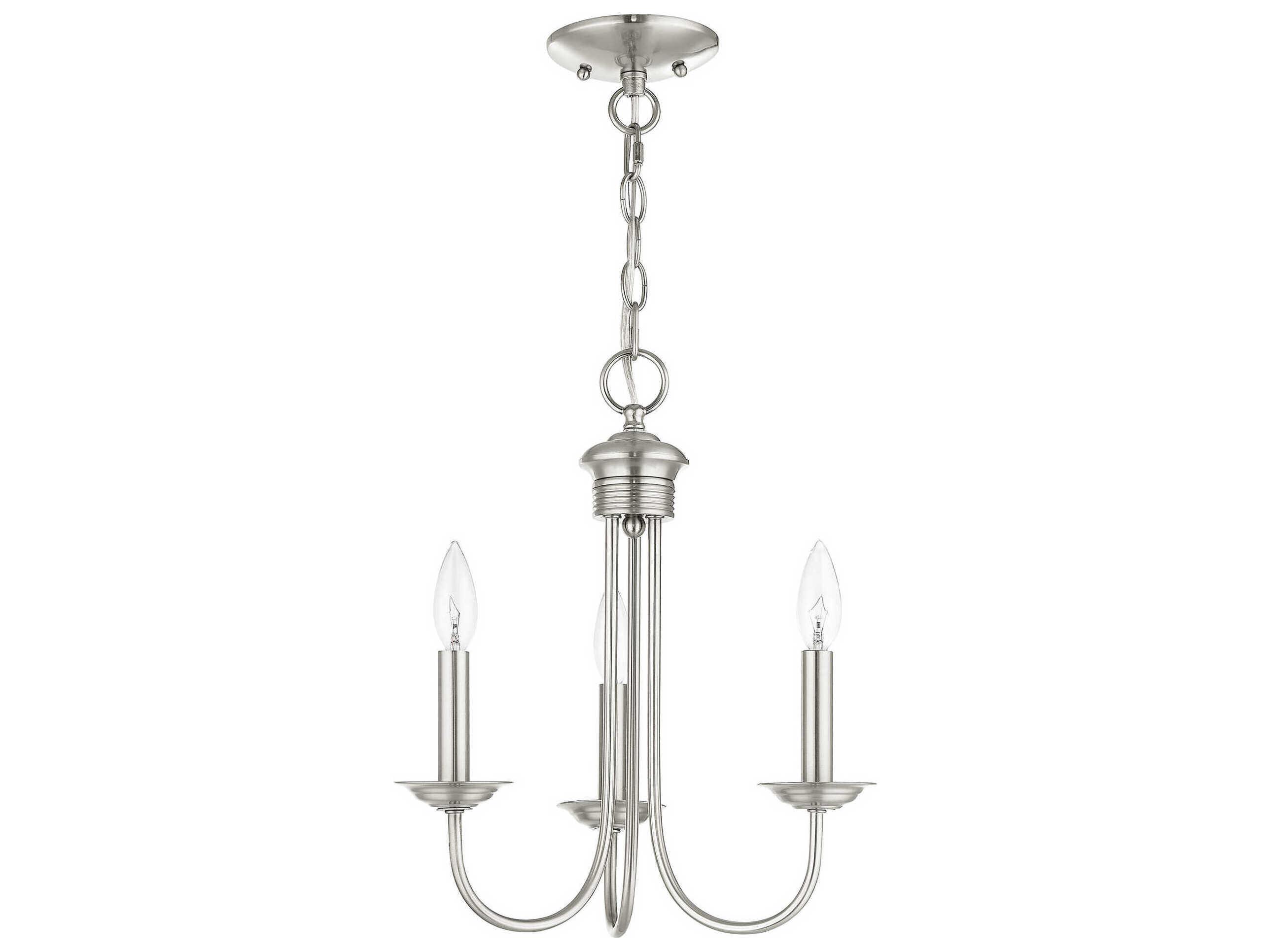 Livex Lighting Estate 3-Light Brushed Nickel Candelabra Chandelier