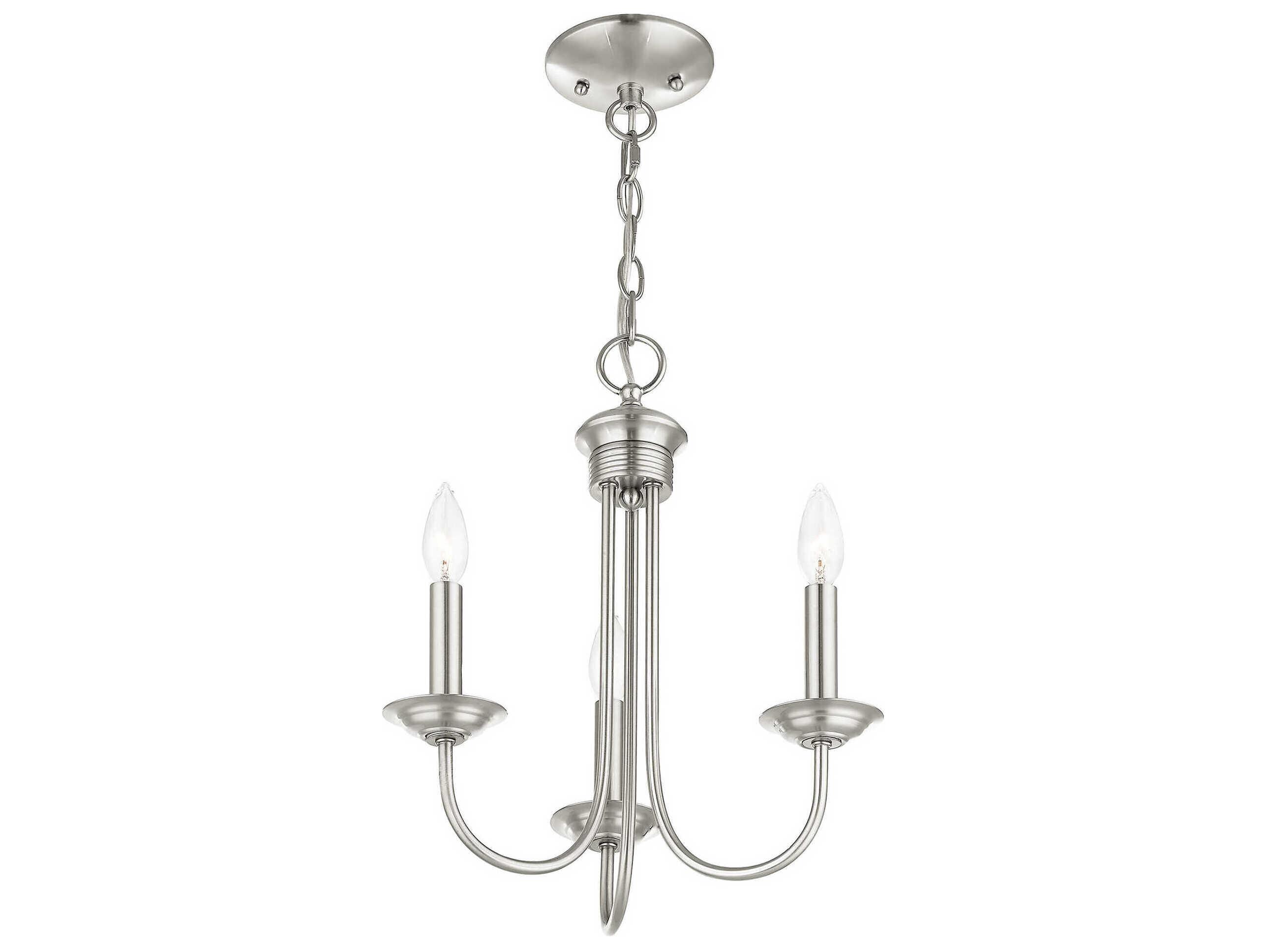 Livex Lighting Estate 3-Light Brushed Nickel Candelabra Chandelier