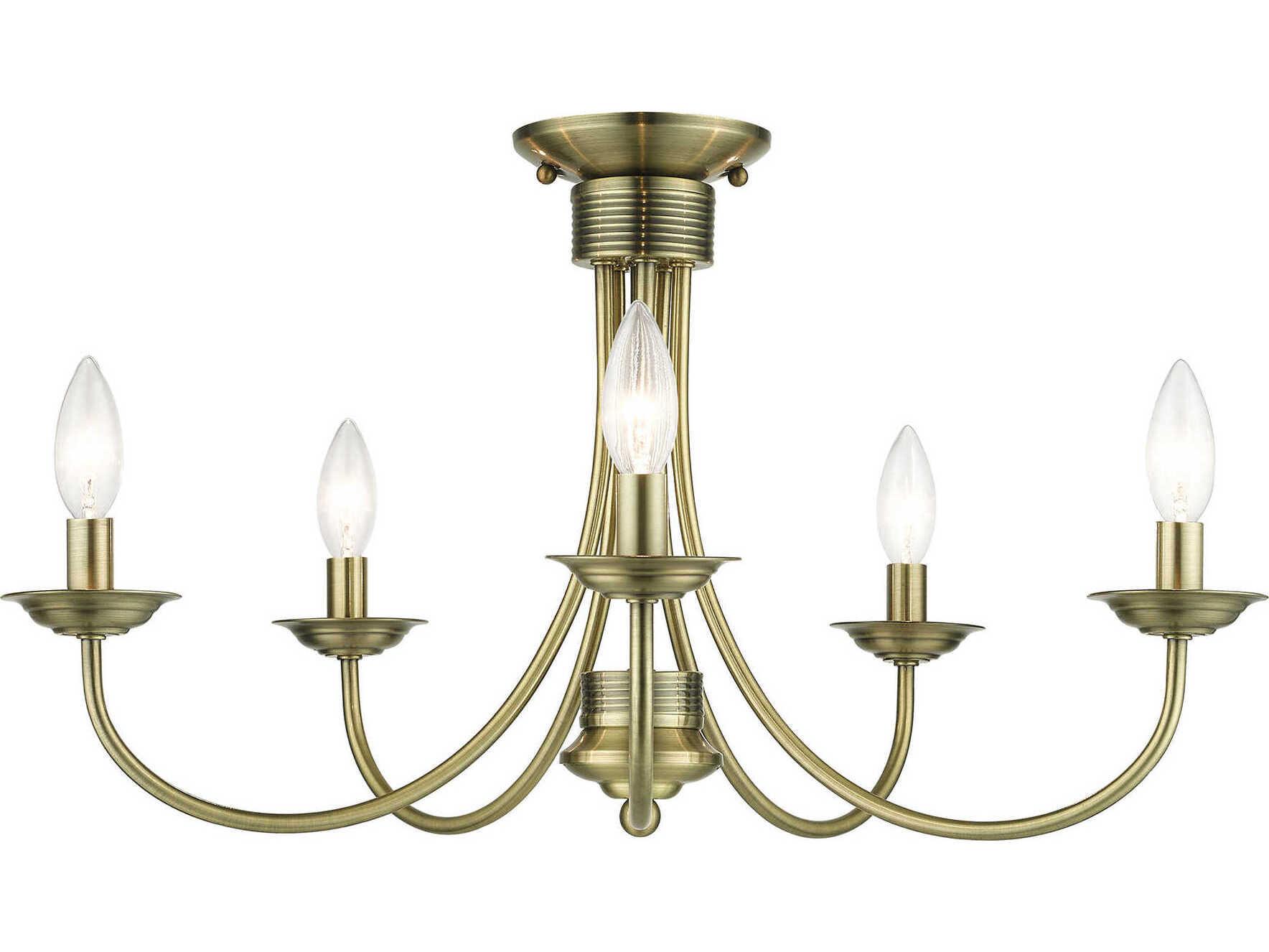 Livex Lighting Estate 5-Light Antique Brass Semi Flush Mount