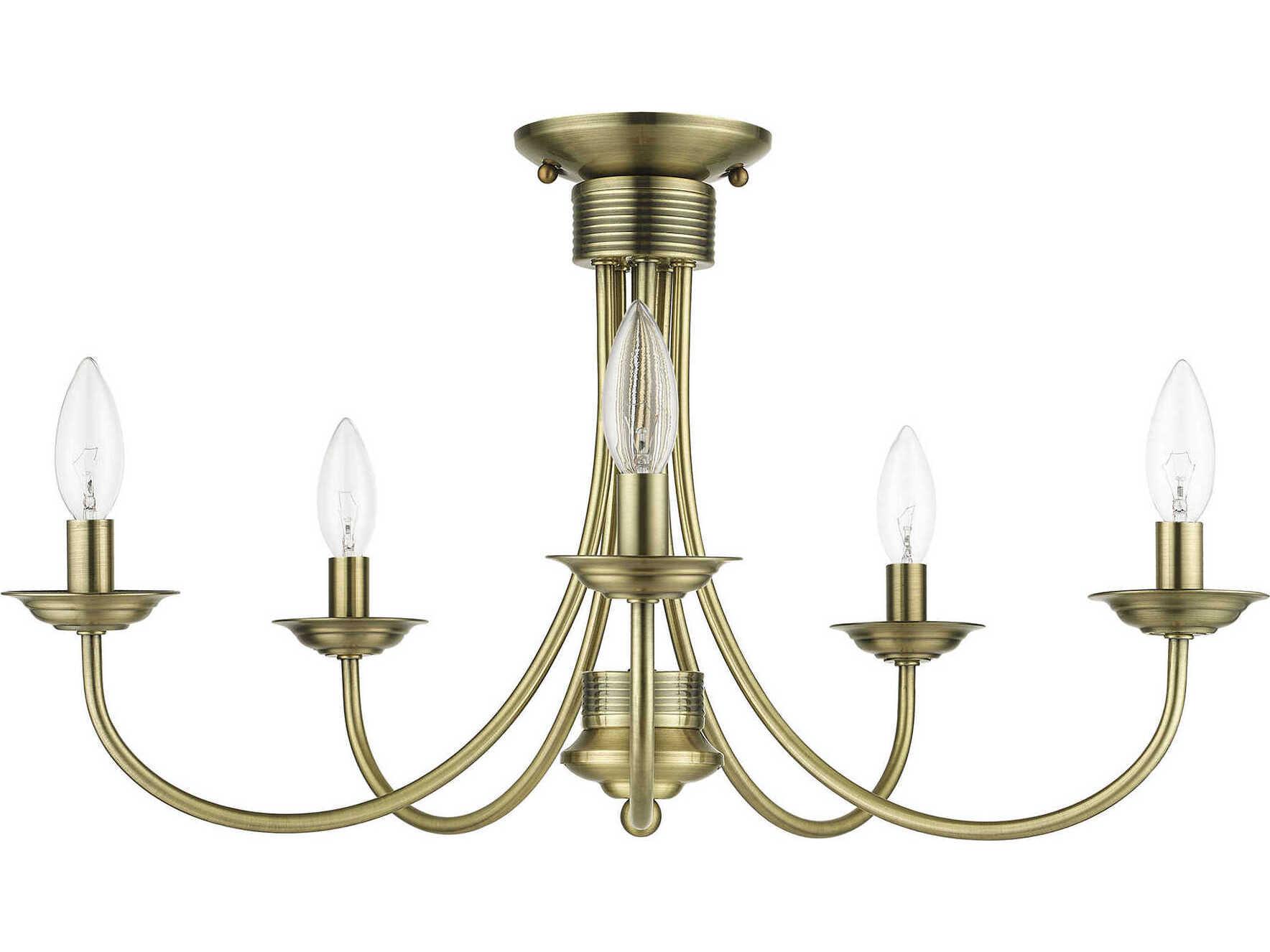 Livex Lighting Estate 5-Light Antique Brass Semi Flush Mount