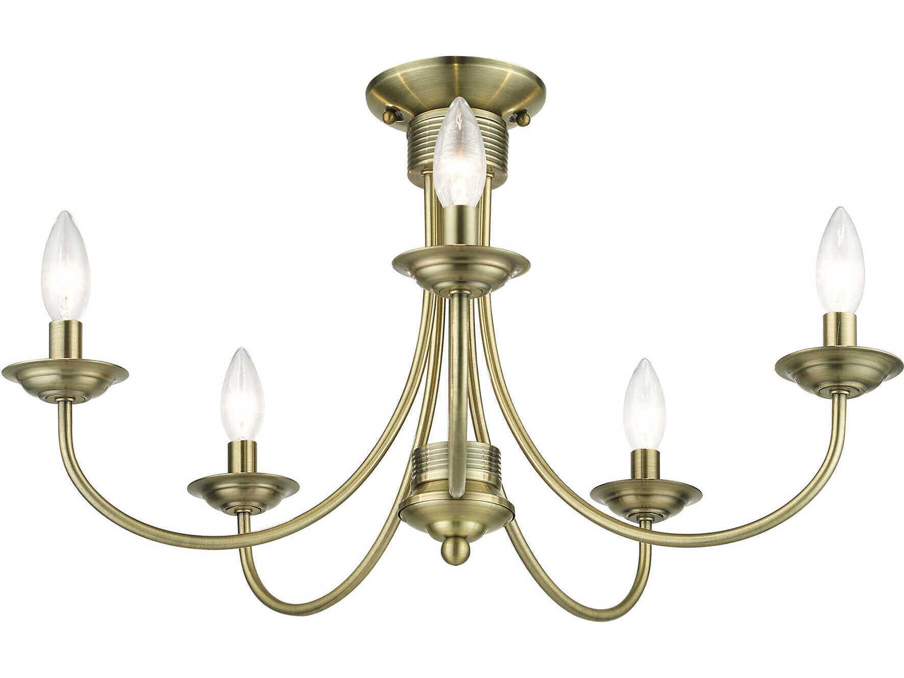 Livex Lighting Estate 5-Light Antique Brass Semi Flush Mount