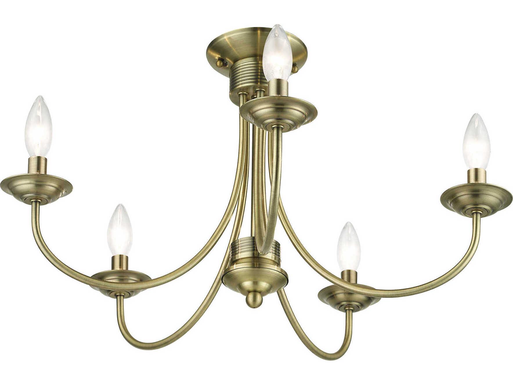 Livex Lighting Estate 5-Light Antique Brass Semi Flush Mount
