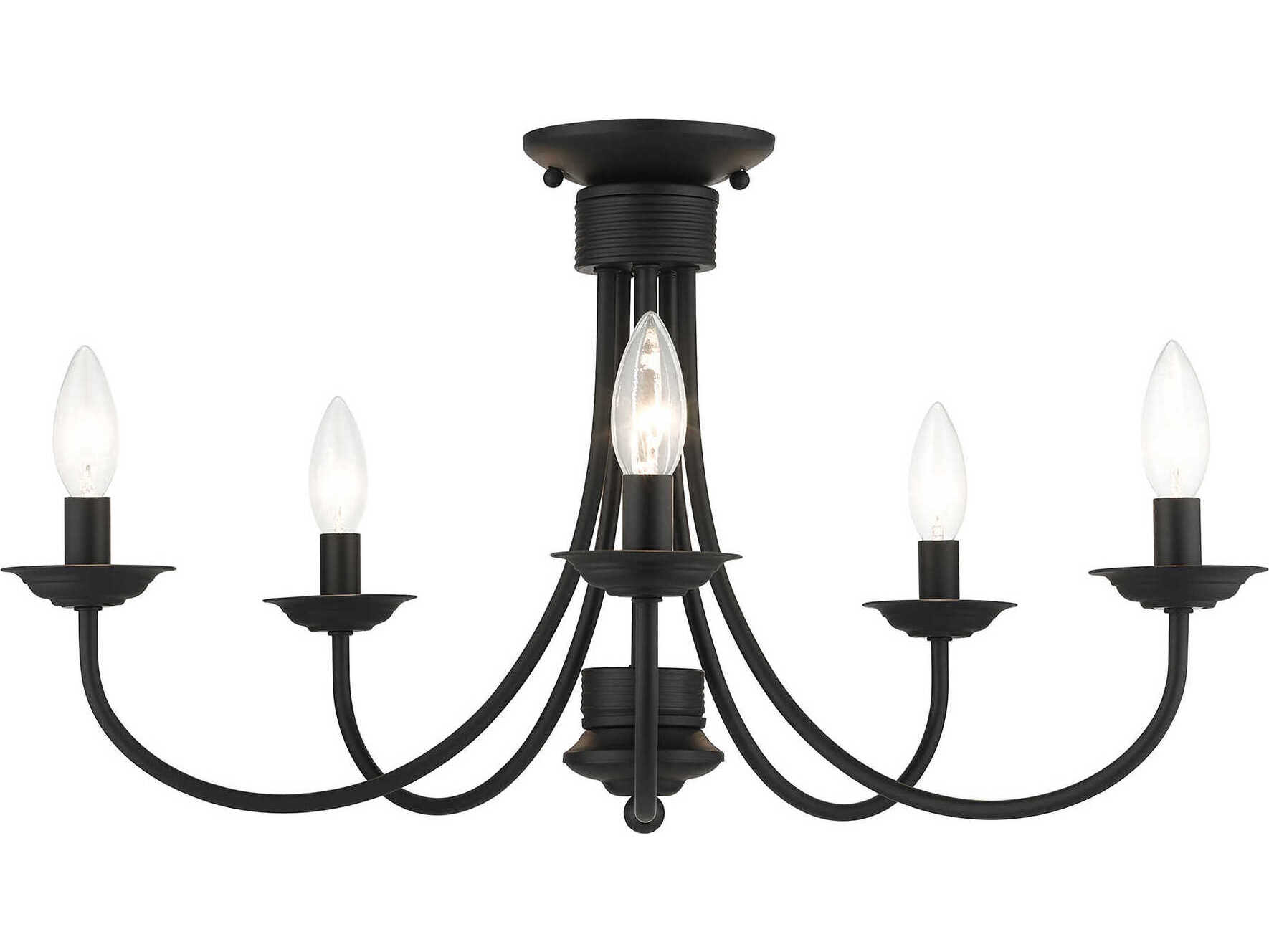 Livex Lighting Estate 5-Light Black Semi Flush Mount