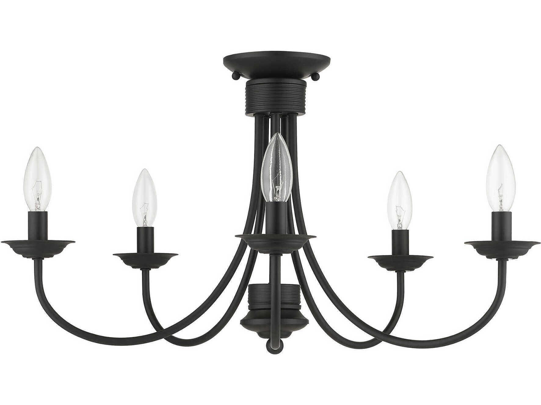 Livex Lighting Estate 5-Light Black Semi Flush Mount