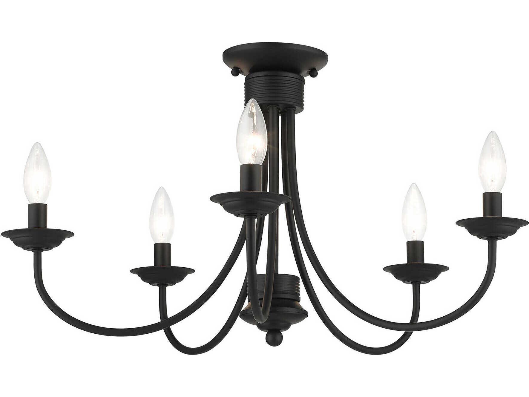 Livex Lighting Estate 5-Light Black Semi Flush Mount