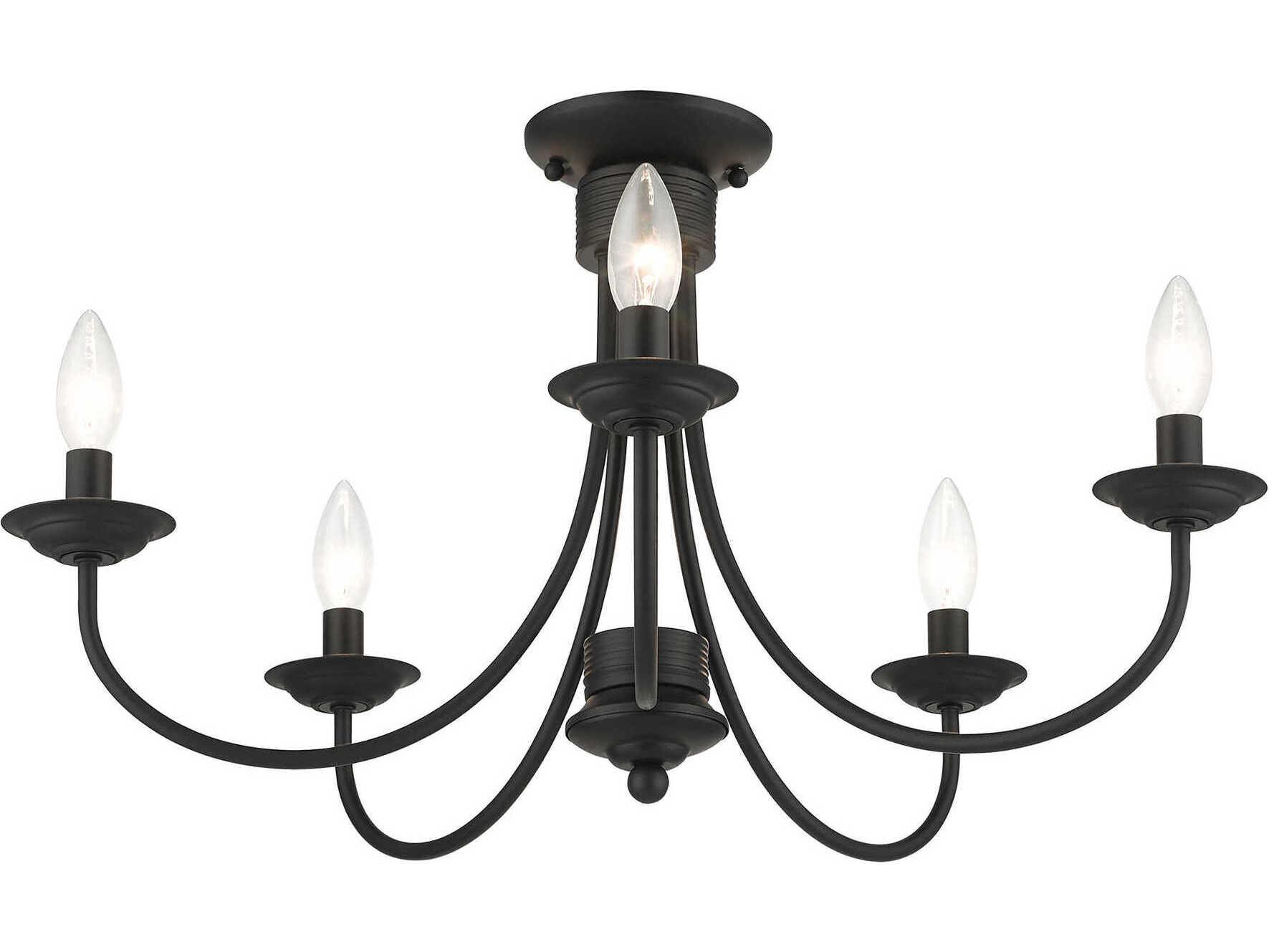 Livex Lighting Estate 5-Light Black Semi Flush Mount