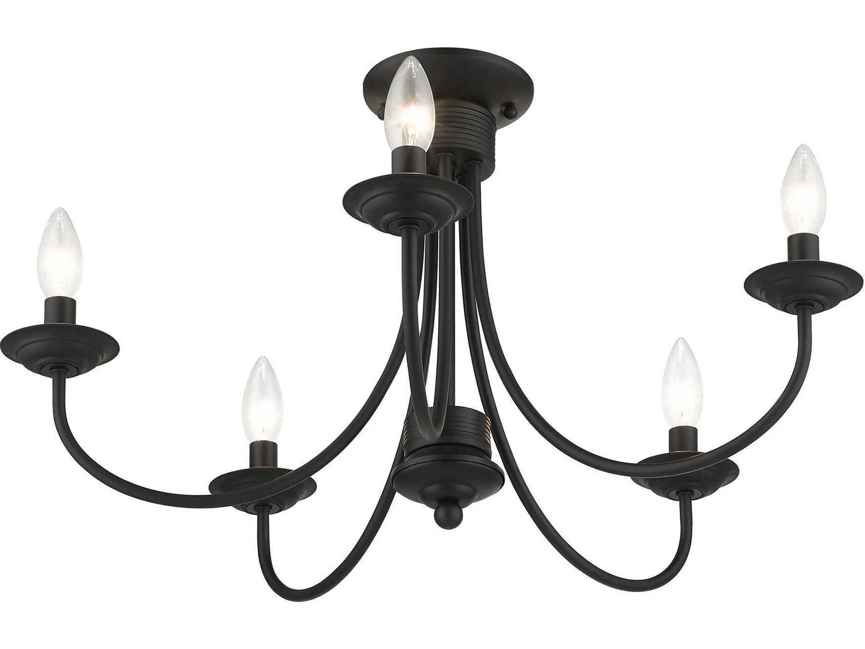 Livex Lighting Estate 5-Light Black Semi Flush Mount