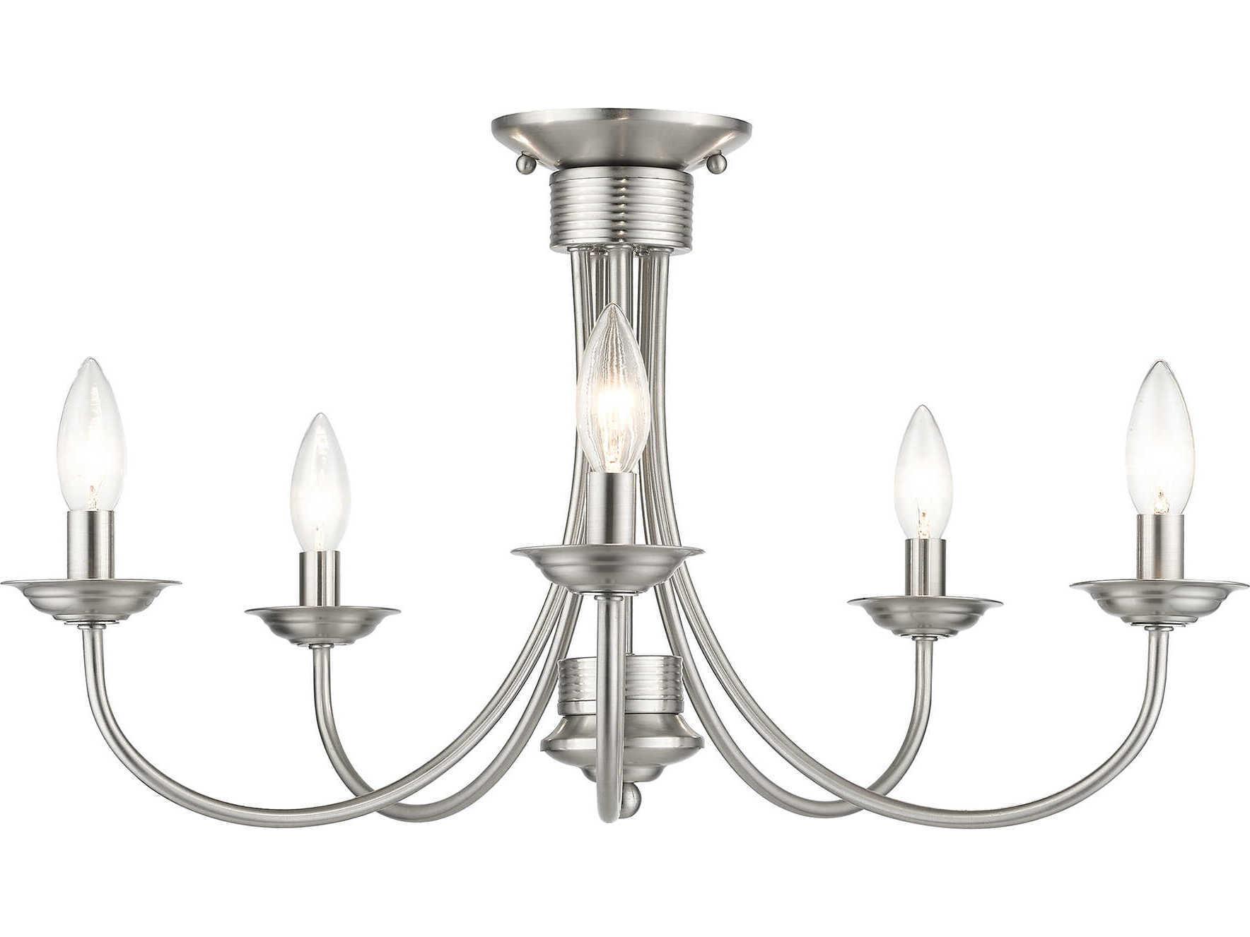 Livex Lighting Estate 5-Light Brushed Nickel Semi Flush Mount