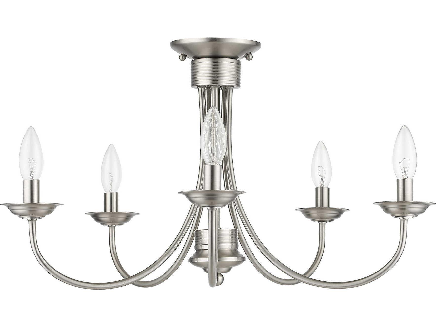 Livex Lighting Estate 5-Light Brushed Nickel Semi Flush Mount