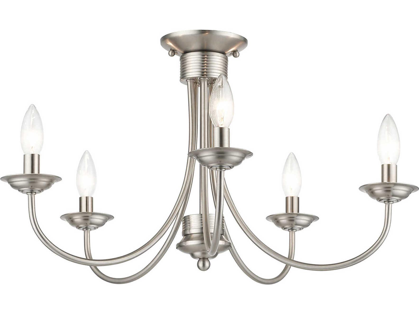 Livex Lighting Estate 5-Light Brushed Nickel Semi Flush Mount