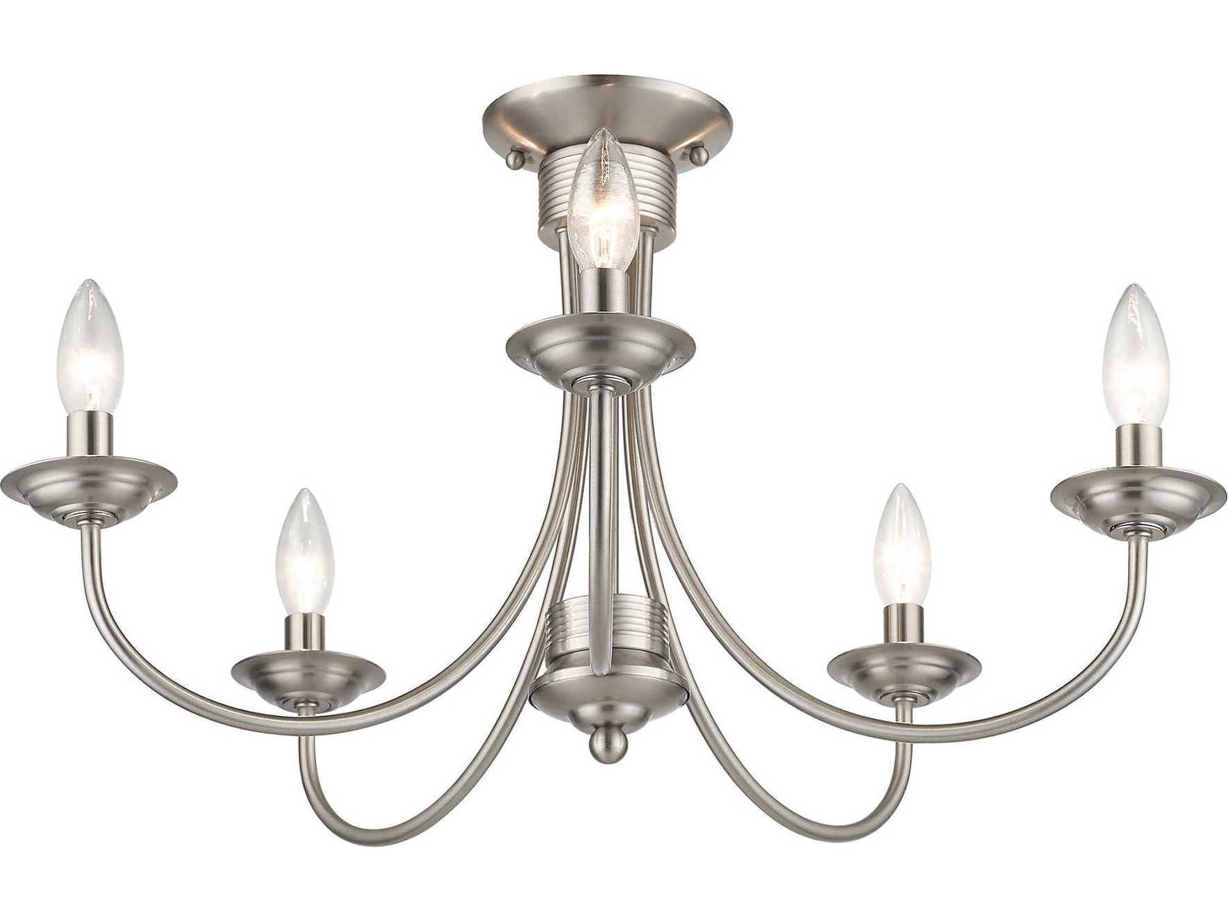 Livex Lighting Estate 5-Light Brushed Nickel Semi Flush Mount