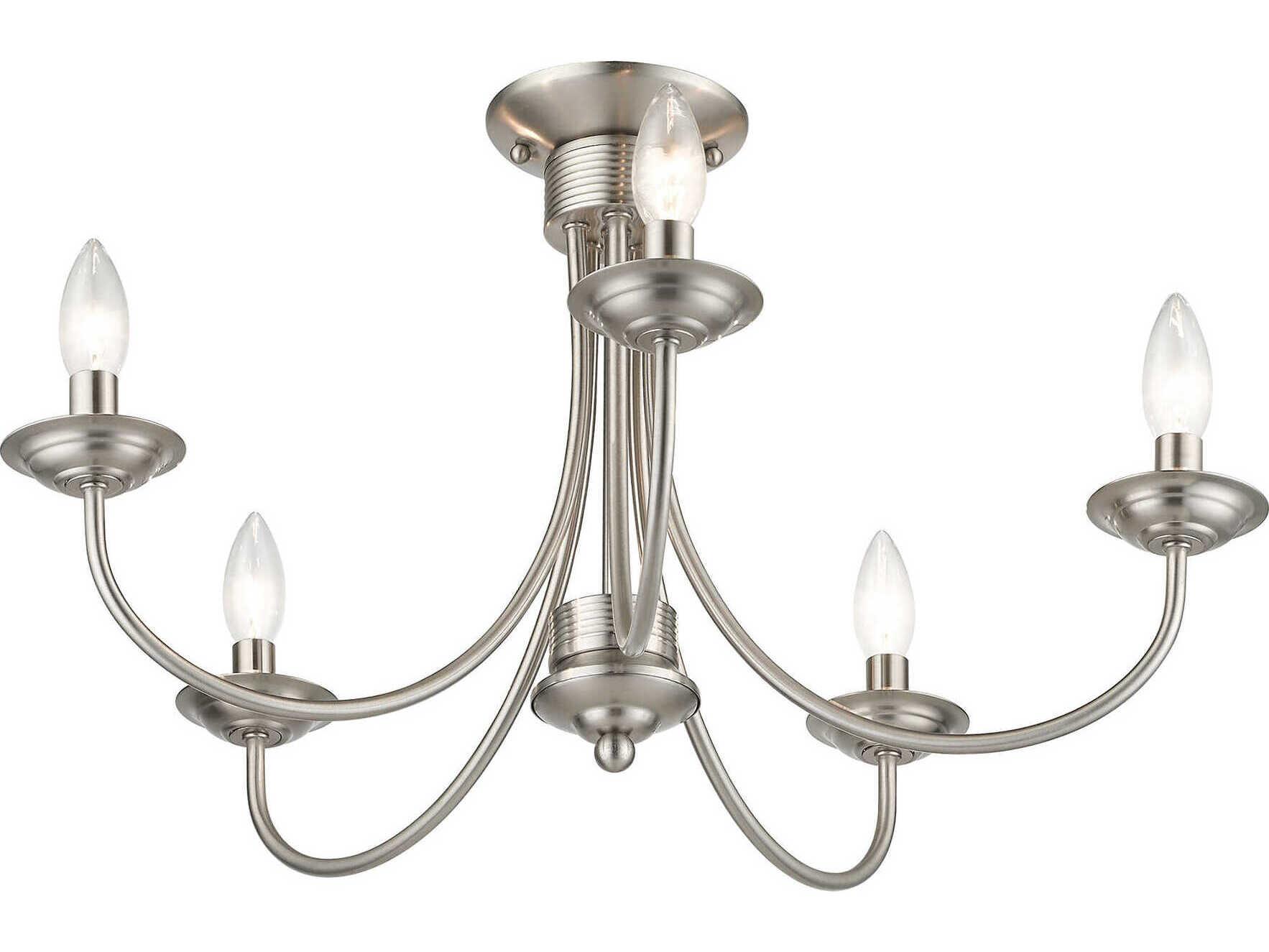 Livex Lighting Estate 5-Light Brushed Nickel Semi Flush Mount