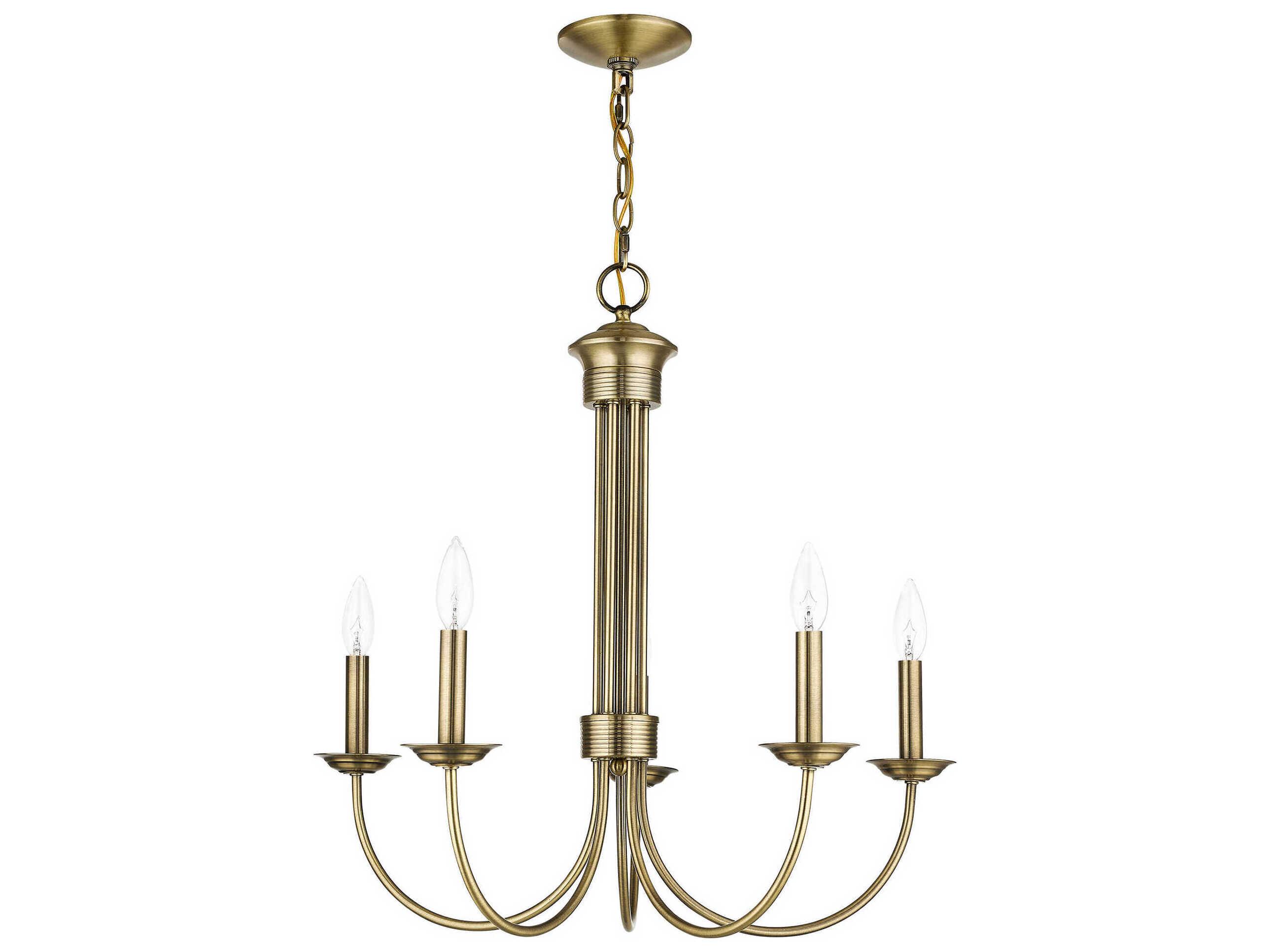 Livex Lighting Estate 5-Light Antique Brass Candelabra Chandelier