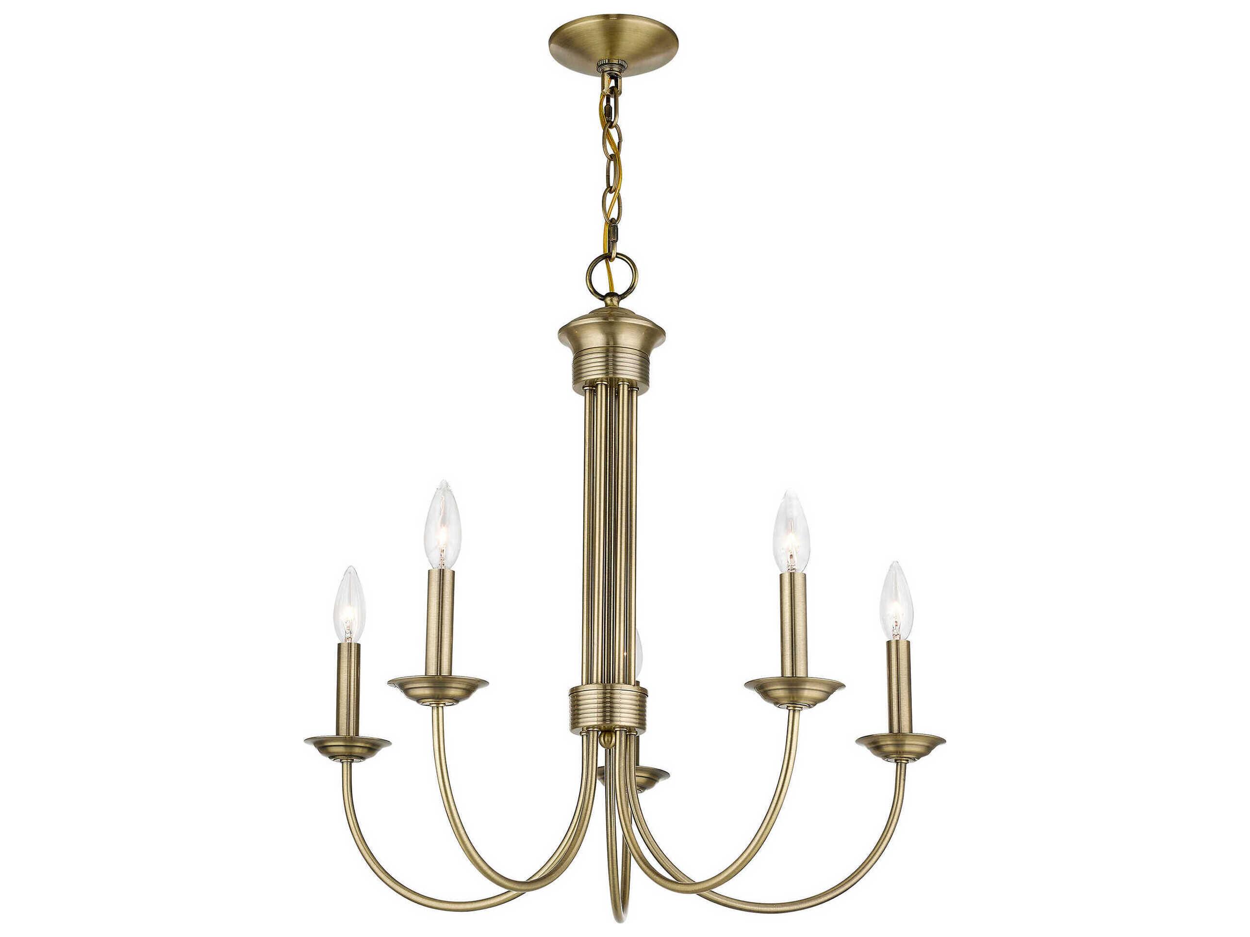 Livex Lighting Estate 5-Light Antique Brass Candelabra Chandelier