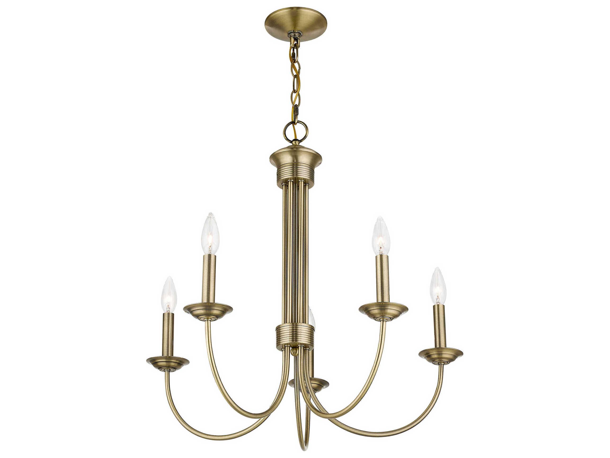 Livex Lighting Estate 5-Light Antique Brass Candelabra Chandelier