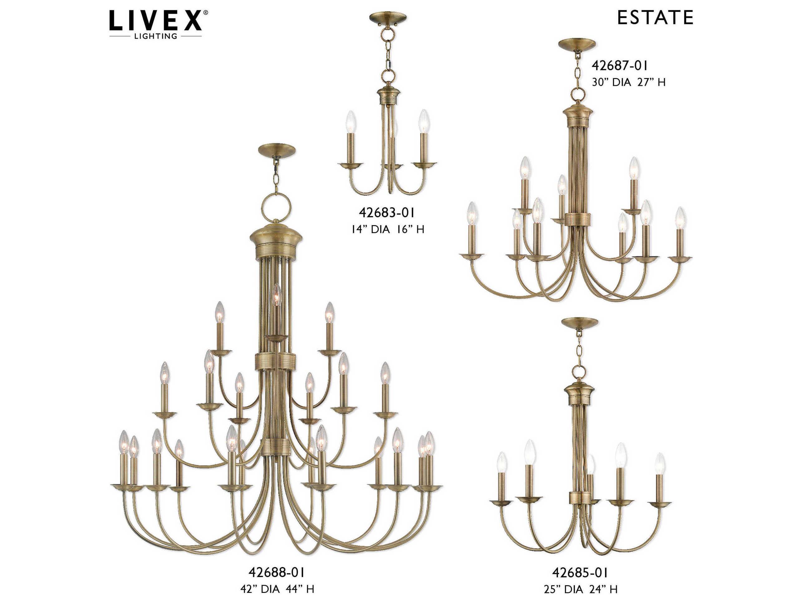Livex Lighting Estate 5-Light Antique Brass Candelabra Chandelier