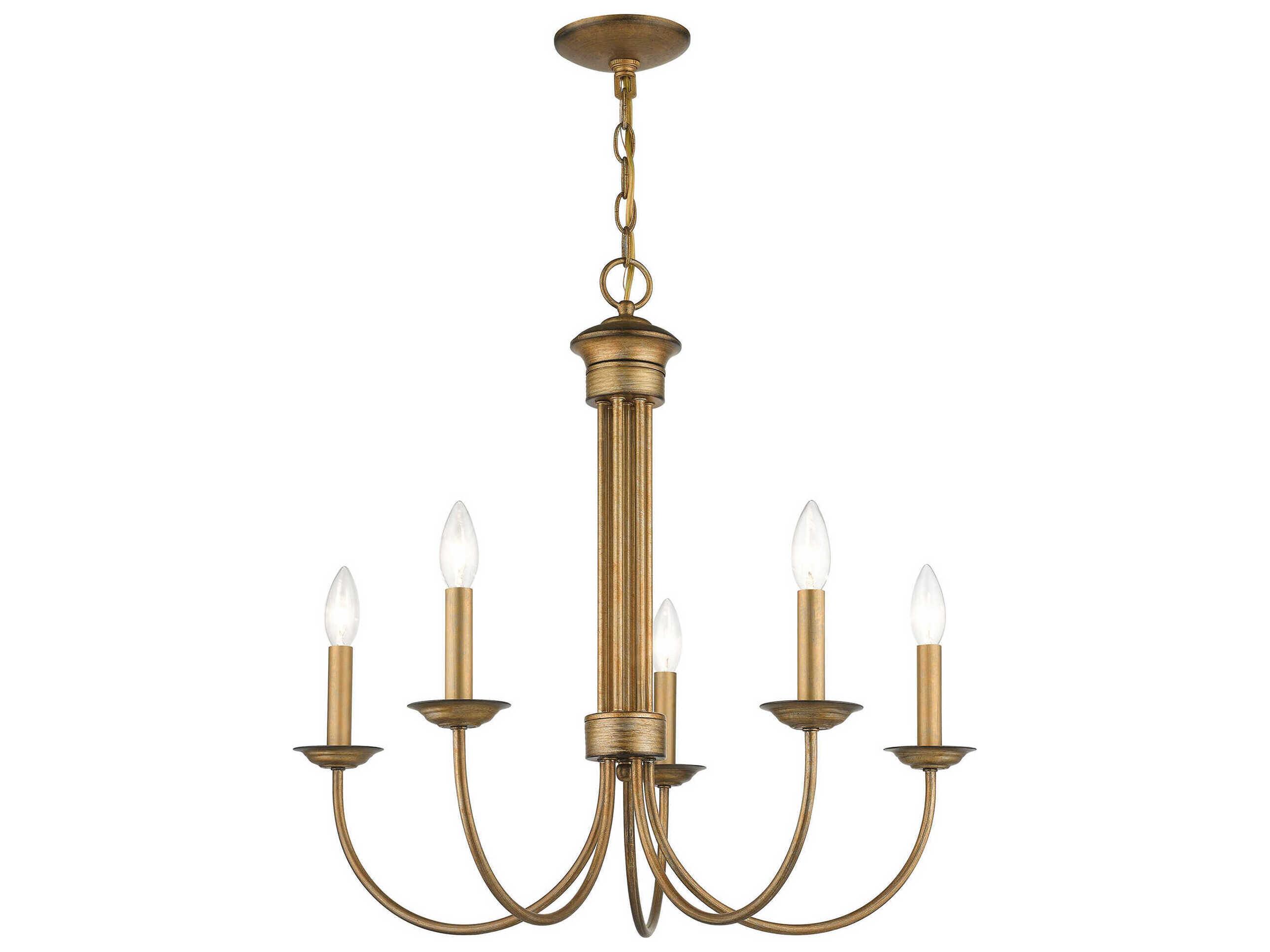 Livex Lighting Estate 5-Light Antique Gold Leaf Candelabra Chandelier