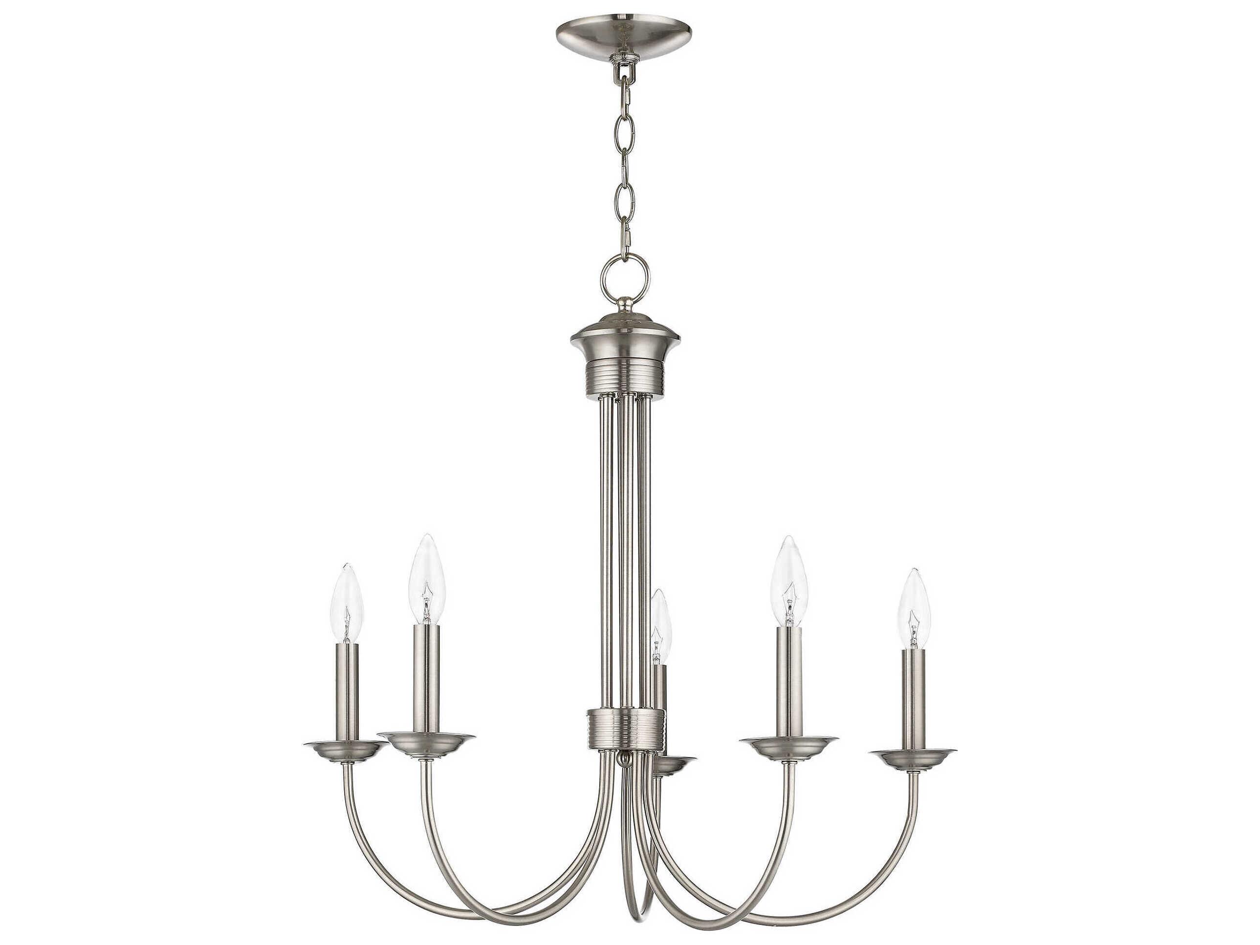 Livex Lighting Estate 5-Light Brushed Nickel Candelabra Chandelier
