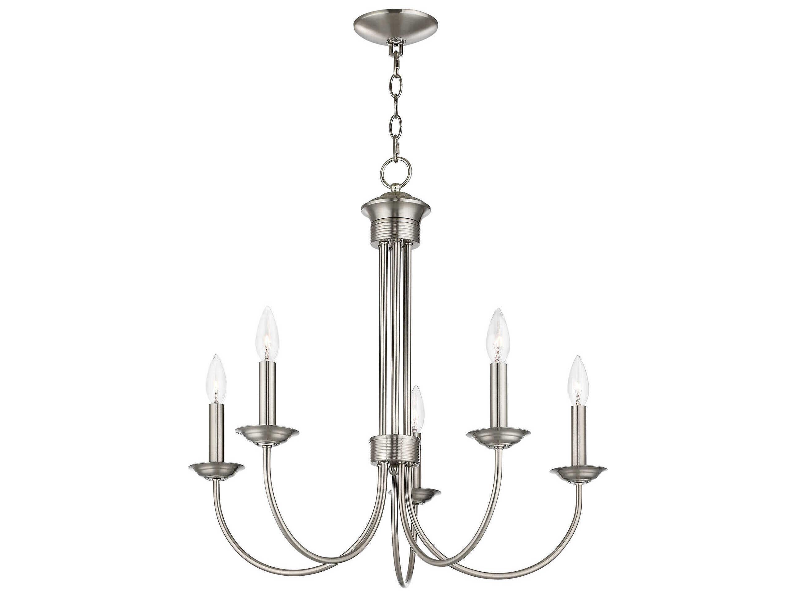 Livex Lighting Estate 5-Light Brushed Nickel Candelabra Chandelier