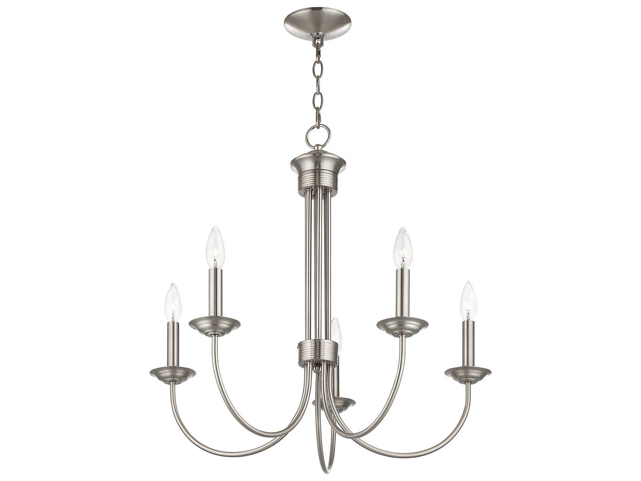 Livex Lighting Estate 5-Light Brushed Nickel Candelabra Chandelier