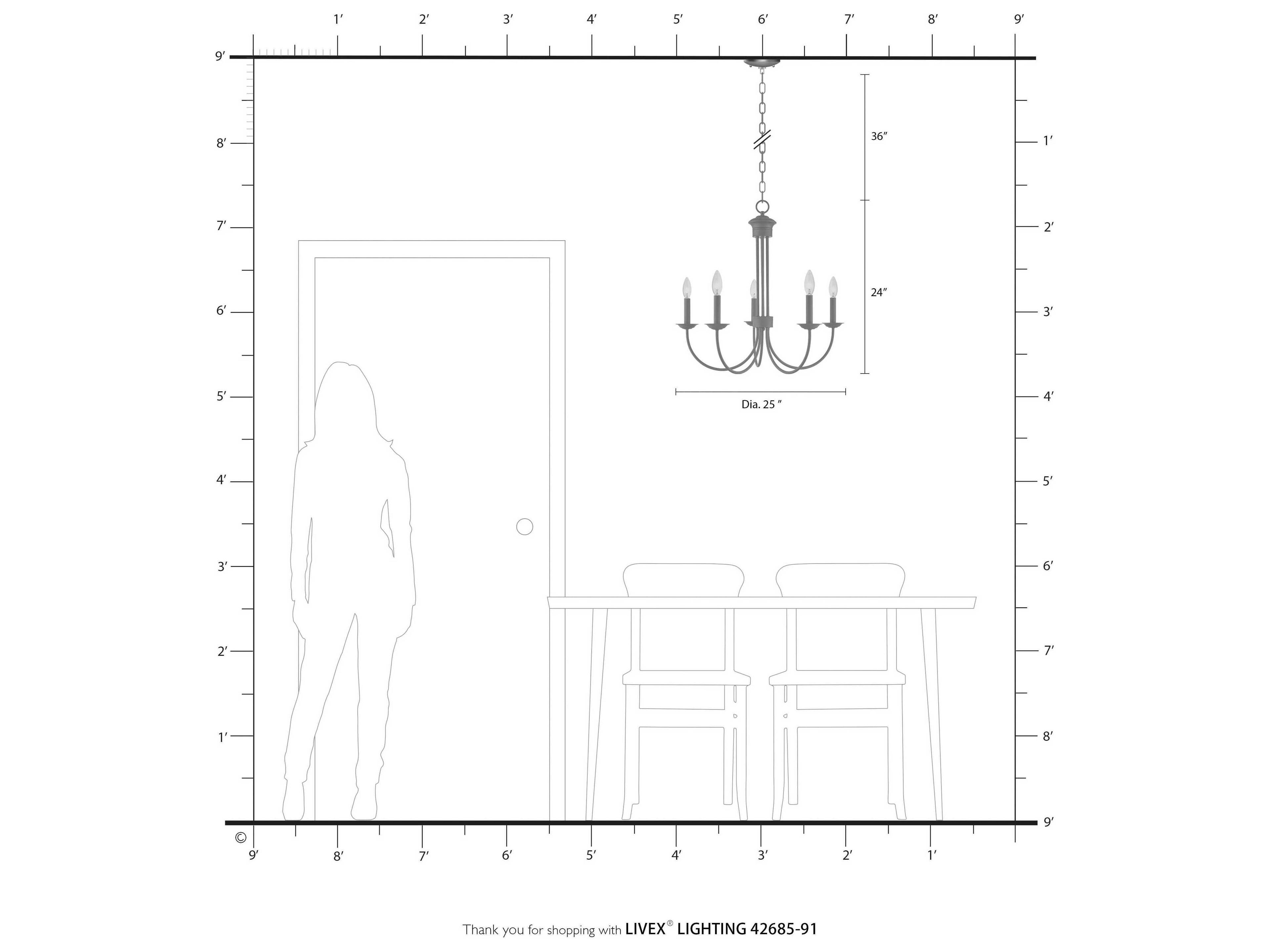 Livex Lighting Estate 5-Light Brushed Nickel Candelabra Chandelier
