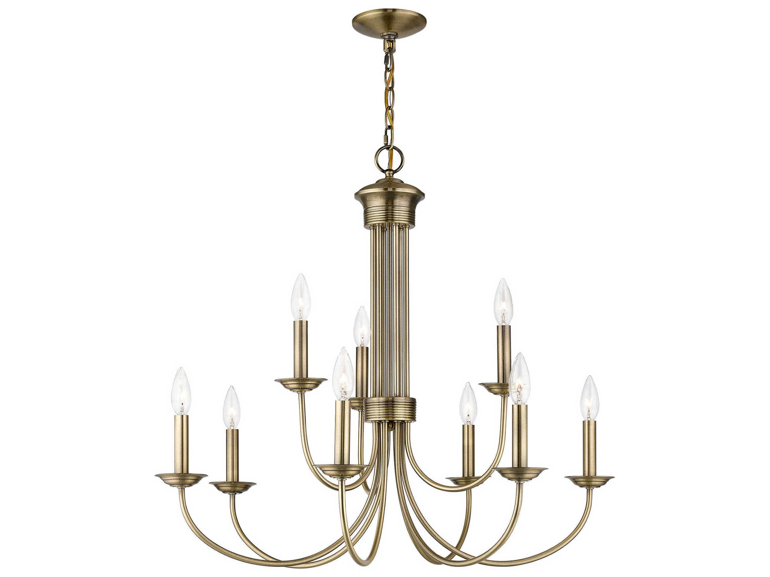 Livex Lighting Estate 9-Light Antique Brass Candelabra Tiered Chandelier