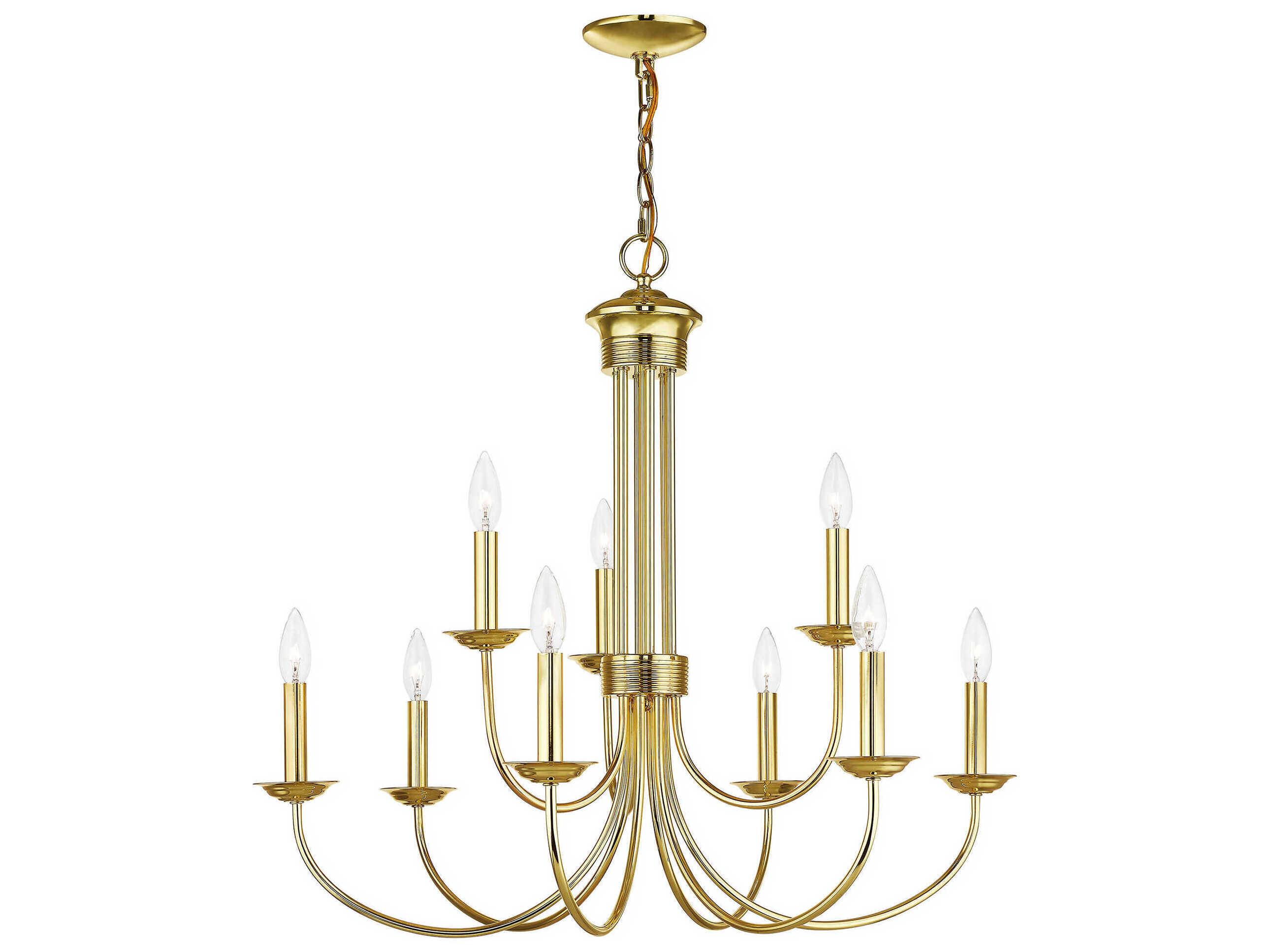 Livex Lighting Estate 9-Light Polished Brass Candelabra Tiered Chandelier