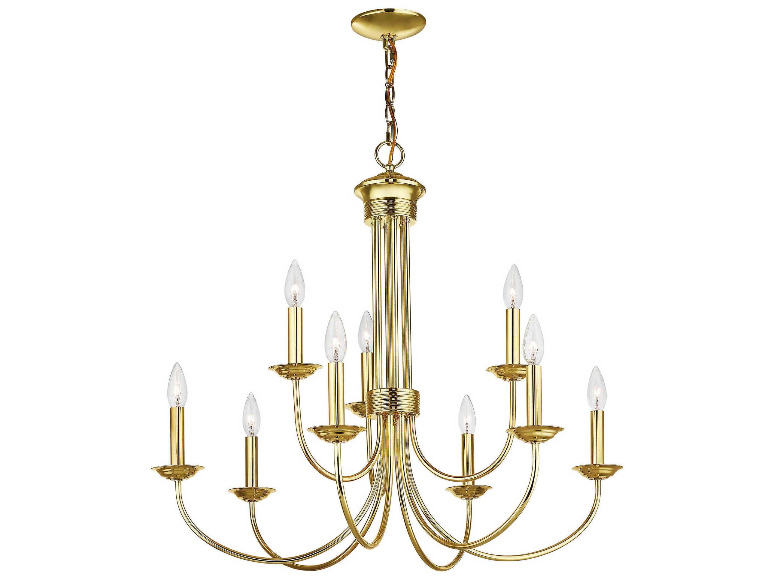 Livex Lighting Estate 9-Light Polished Brass Candelabra Tiered Chandelier