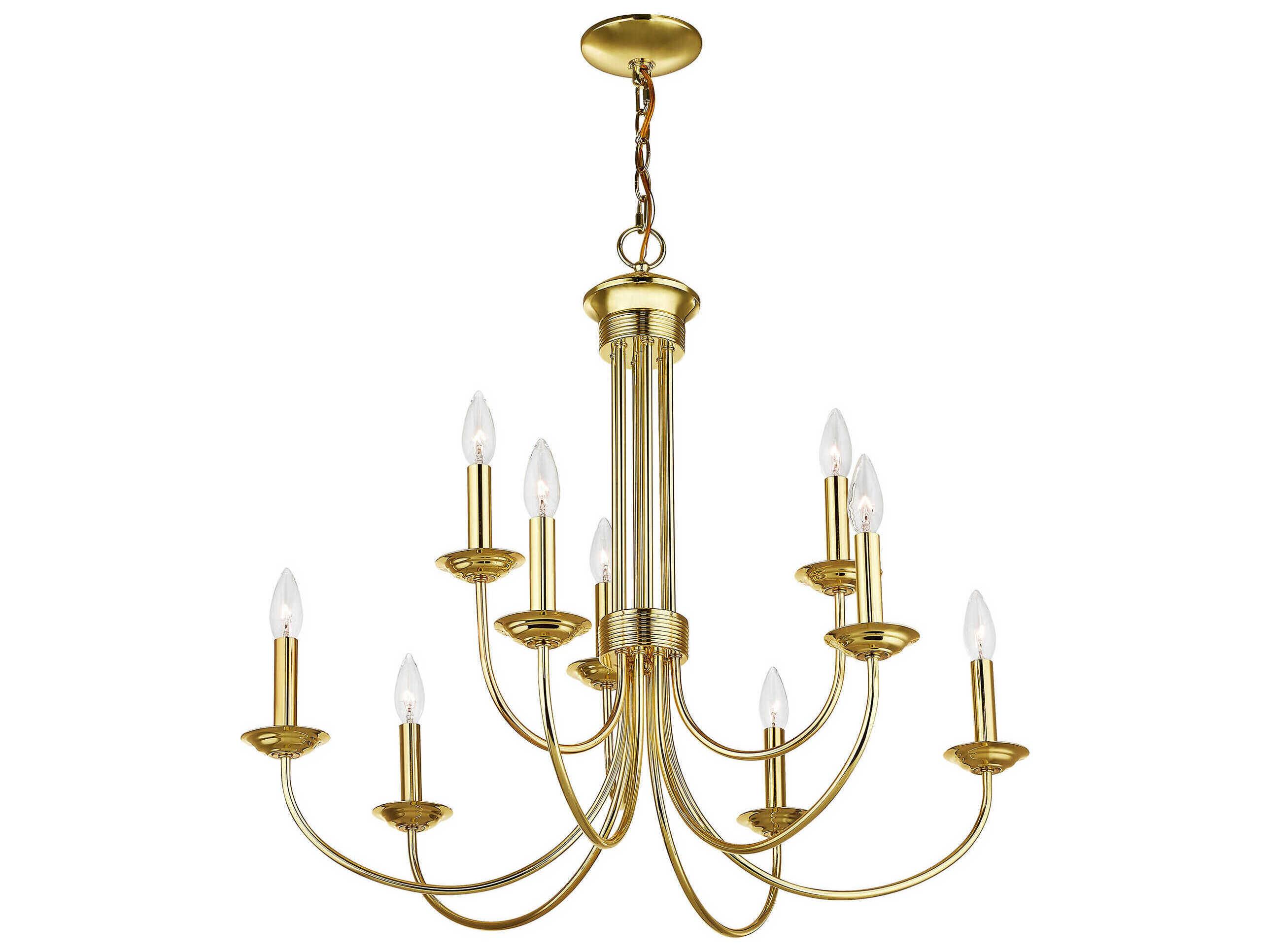 Livex Lighting Estate 9-Light Polished Brass Candelabra Tiered Chandelier
