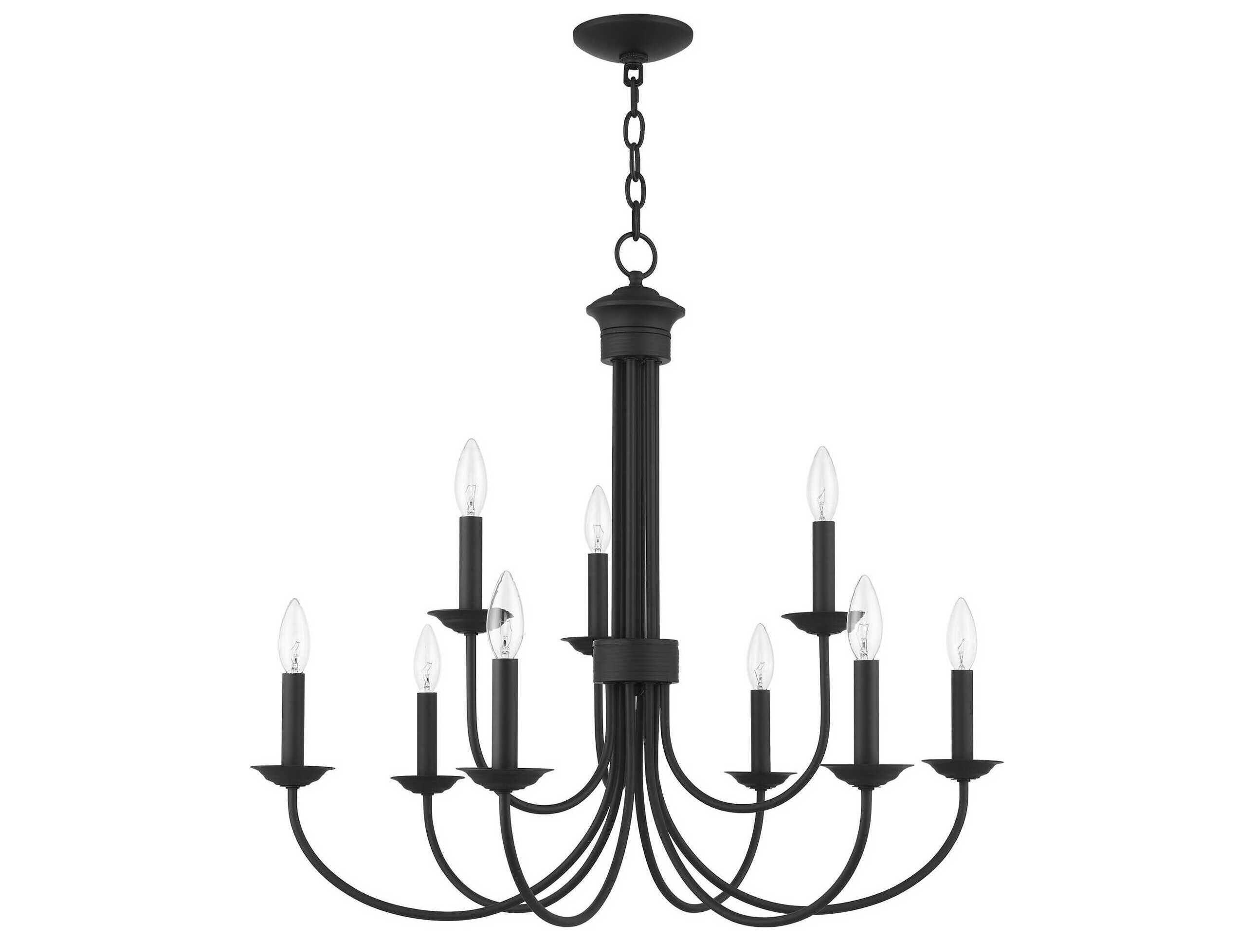 Livex Lighting Estate 9-Light Black Candelabra Tiered Chandelier